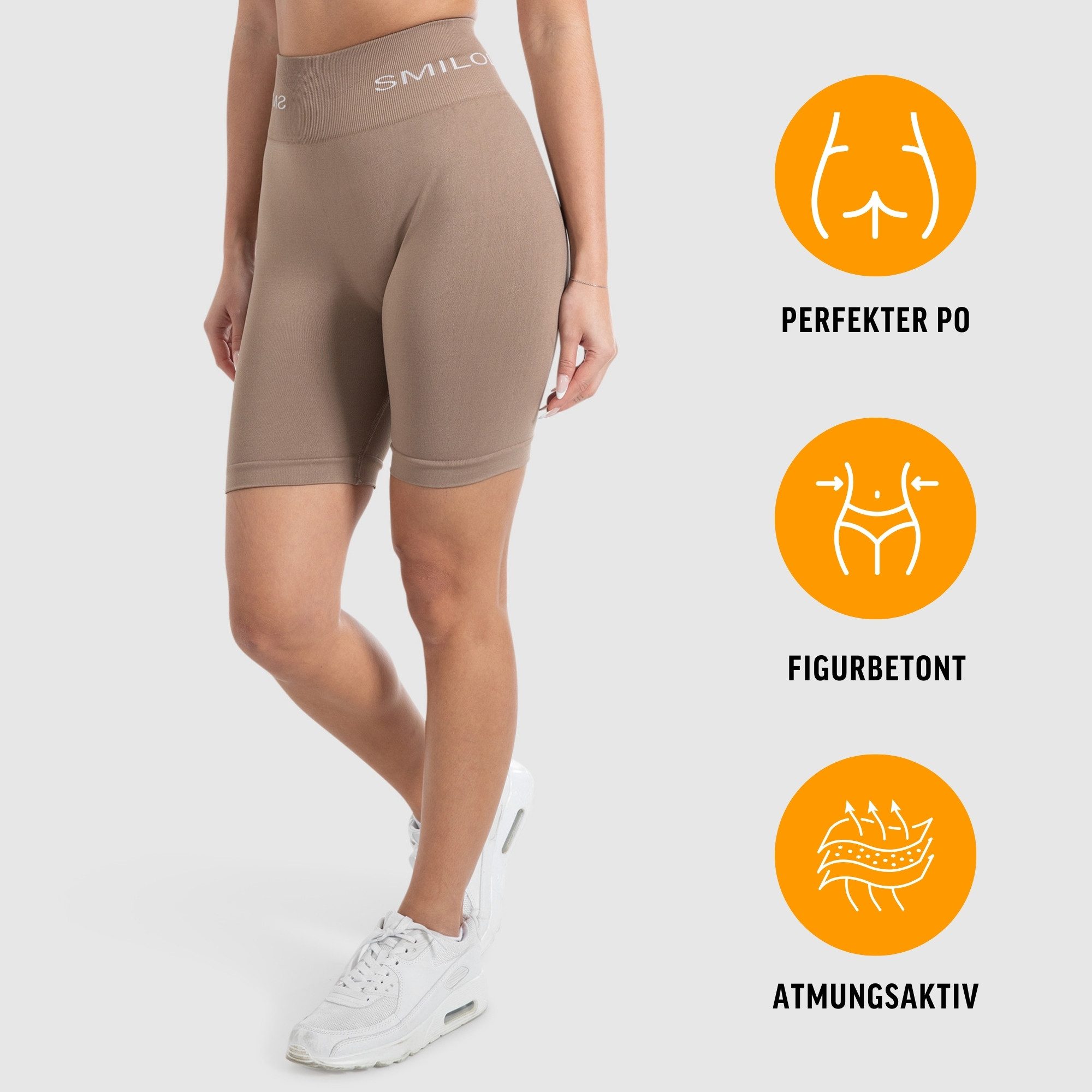 Smilodox Shorts Azura, Seamless Booty Scrunch Radlerhose mit Schriftzug Yog günstig online kaufen