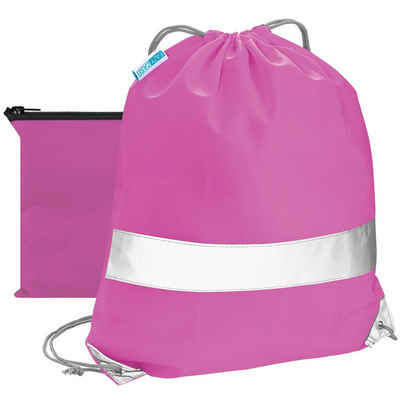 EAZY CASE Turnbeutel Turnbeutel mit Reflektoren und Tasche, Turnbeutel Schulsport reflektierend Sportbeutel Festival Bag Pink