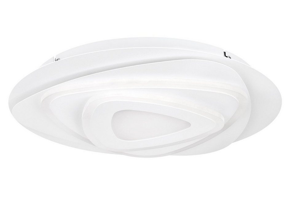 EGLO LED Deckenleuchte PALAGIANO, 1-flammig, Ø 38 cm, Weiß, Metall, LED  fest integriert, LED Deckenlampe, Lampenschirm aus Kunststoff
