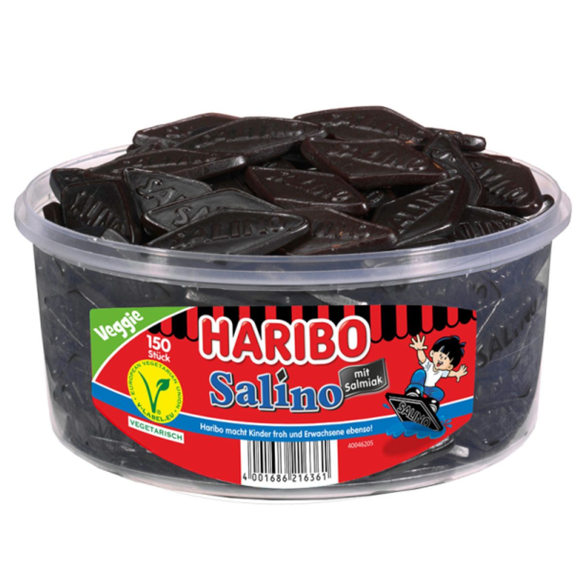 HARIBO Süßigkeit, Haribo Salino 150 köstlich Salmiak Lakritz Rauten veggie 1200g