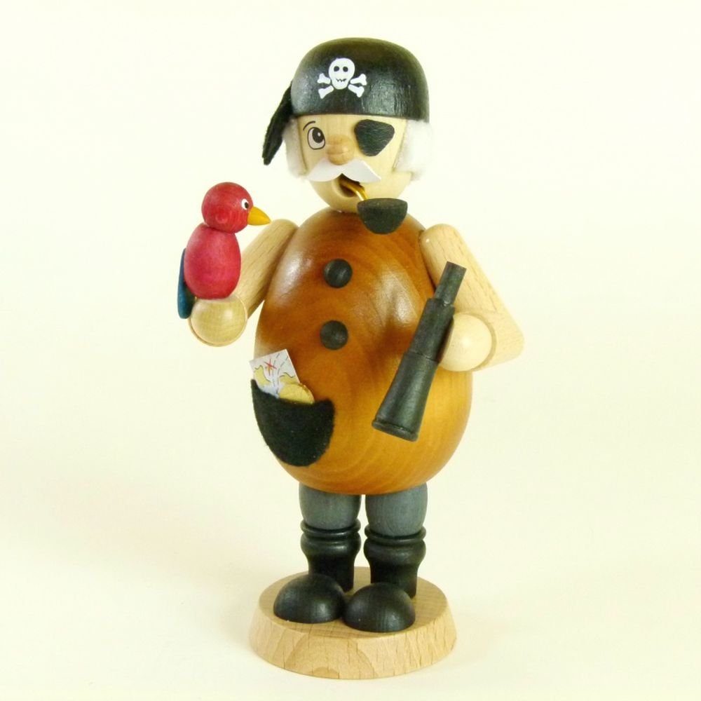 Ullrich Kunsthandwerk Räuchermännchen Räuchermann Pirat mit Papagei HxB 15,2x8cm NEU