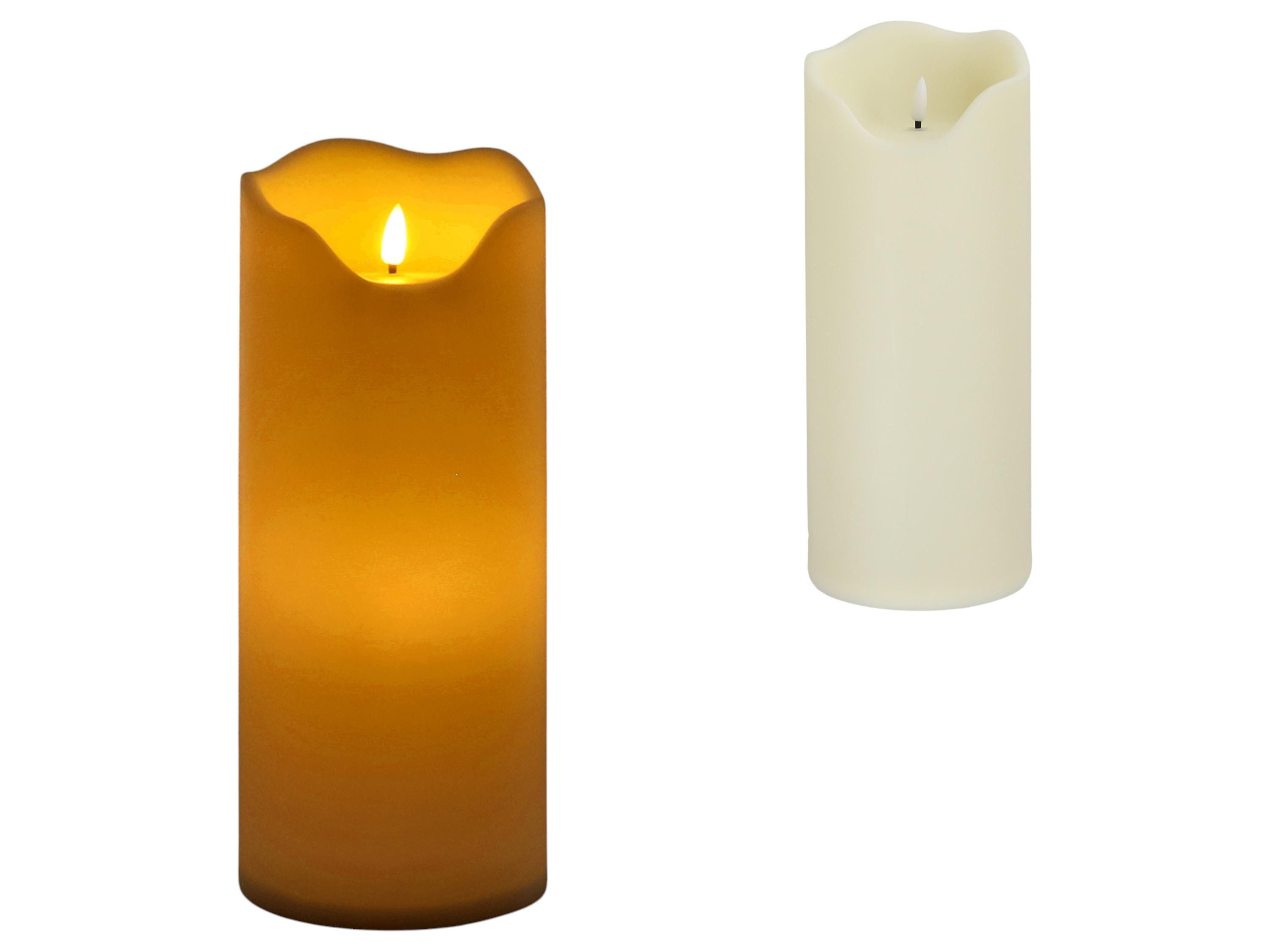 CEPEWA LED-Kerze, Ein-/Ausschalter, LED, warmweiß, LED Kerze creme-weiß 13x30cm Timer 3D-Flamme