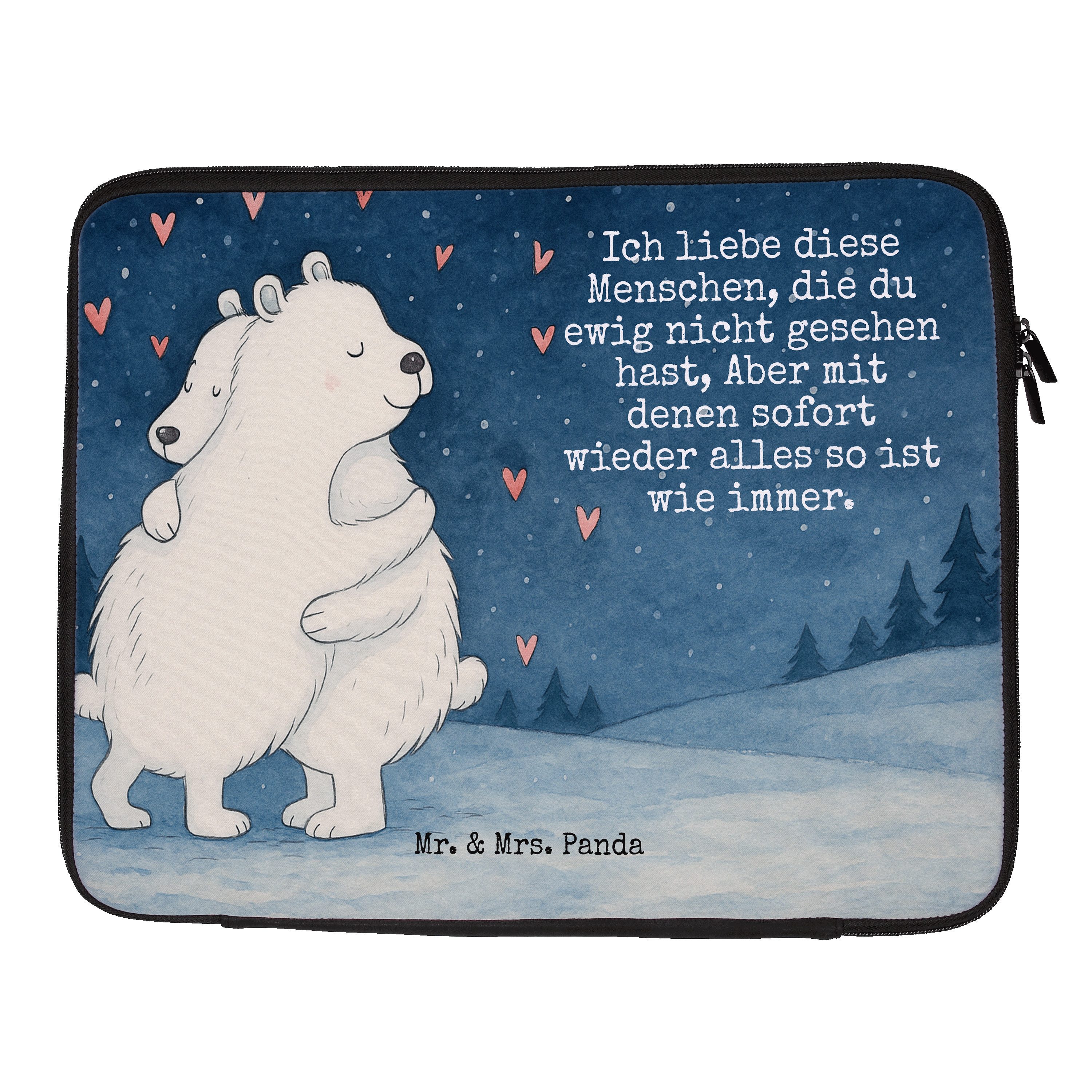 Mr. & Mrs. Panda Laptop-Hülle Eisbär Umarmen Design, Laptop Tasche 15" 40 x 29,5 cm, Weiß, Laptopta, Laptop Sleeve Laptoptasche Tasche Laptop