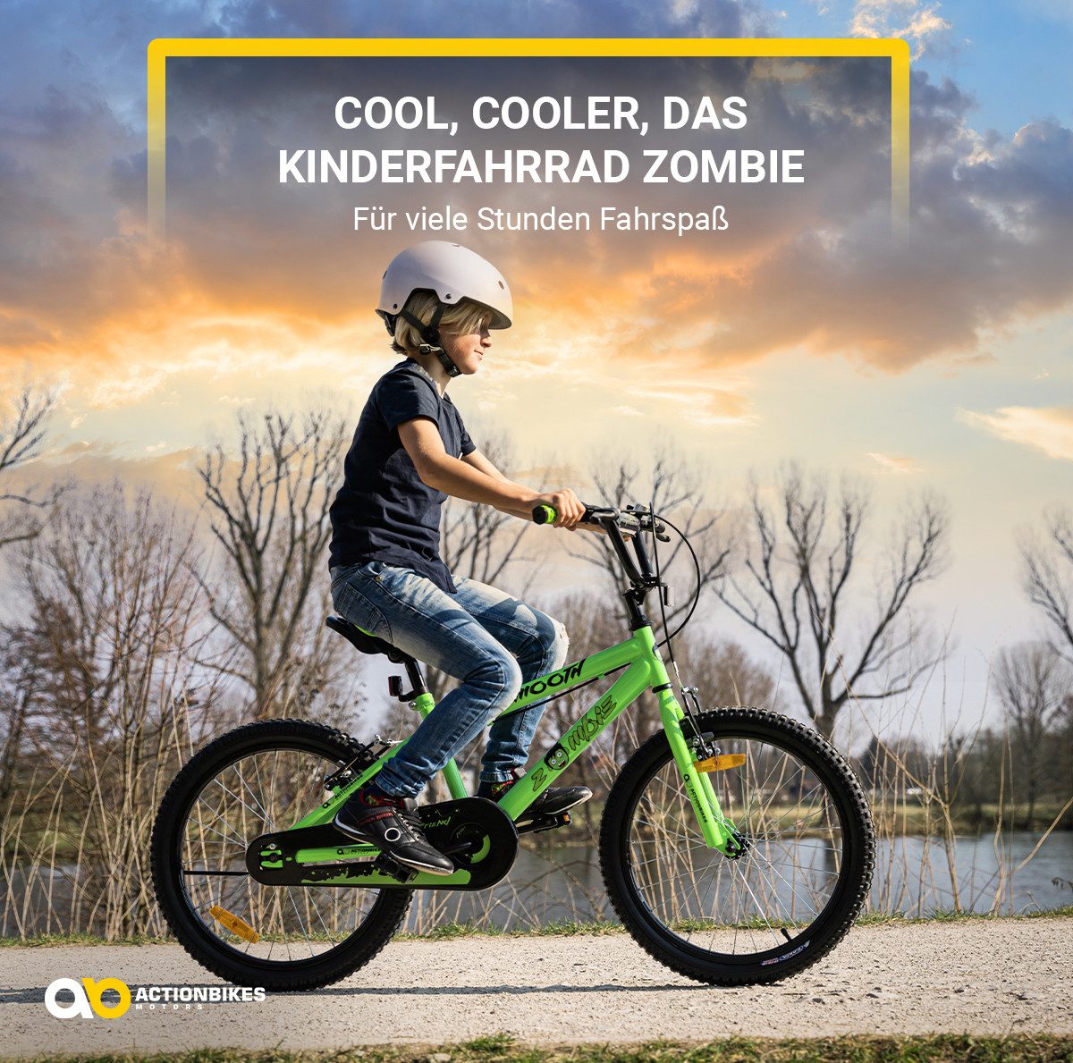 Actionbikes Motors Kinderfahrrad Zombie 12 - 20 Zoll Kinderfahrrad ab 3 Jahren, 1 Gang, ohne Schaltung, (Kinderfahrrad 12 Zoll, Kinderfahrrad 16 Zoll, Kinderfahrrad 20 Zoll, Kinderfahrrad ab 3 Jahre, Kinderfahrrad 5 Jahre, Kinderfahrrad Jungs), höhenverstellbares Bike Jungen Mädchen Rad Kinderrad ab 4 Jahre