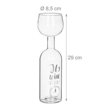 relaxdays Weinglas XXL Weinflasche mit Glas, Glas