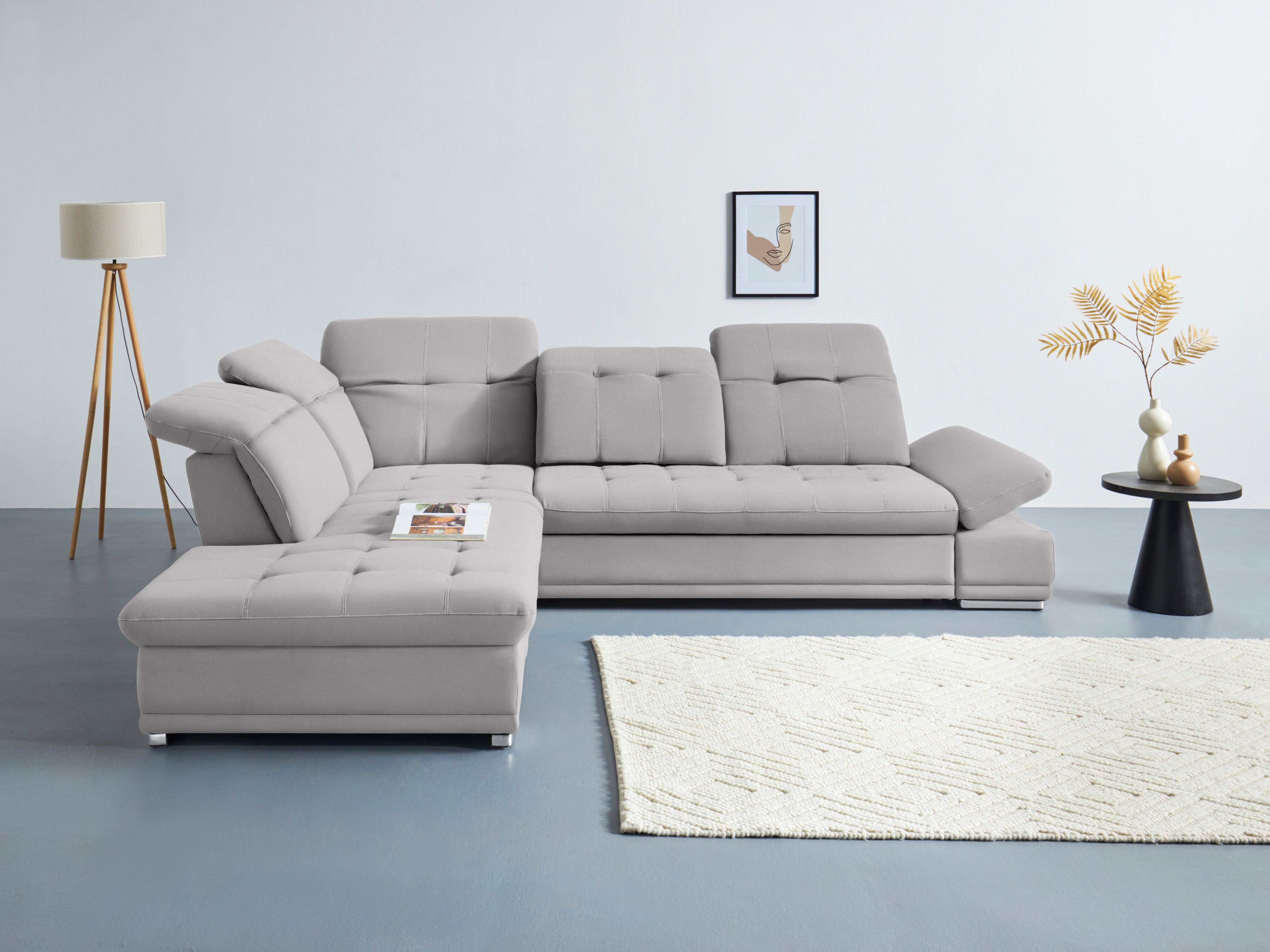 COTTA Ecksofa Holiday L-Form mit Sitztiefen-, Armteil- und Kopfteilverstellung, wahlweise mit Bettfunktion & Bettkasten