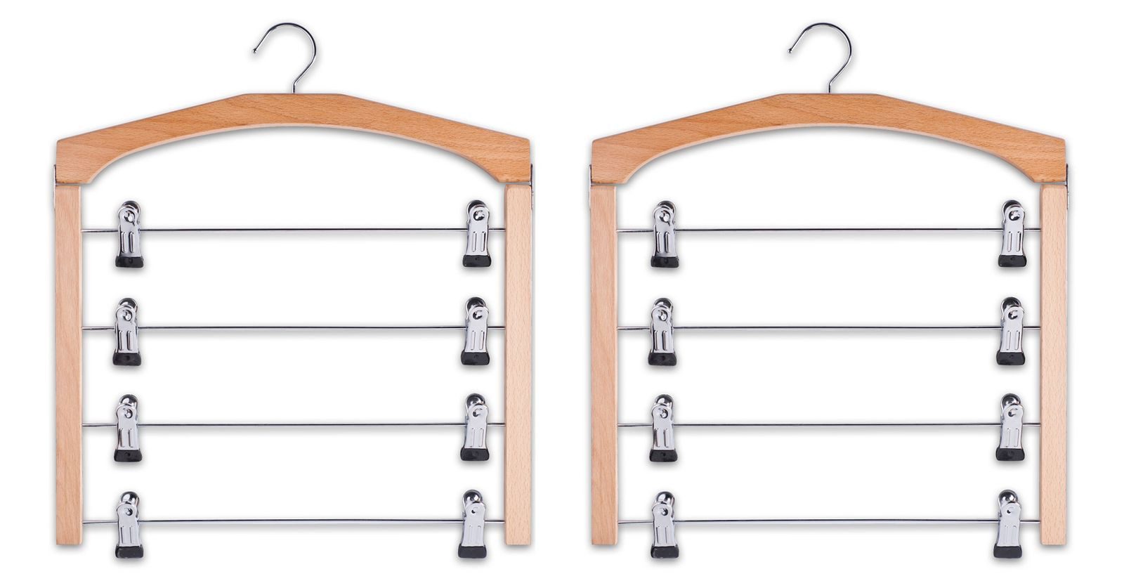 Zeller Present Mehrfach-Kleiderbügel 2er Set Zeller Rock- & Hosenbügel Anzugbügel Holz