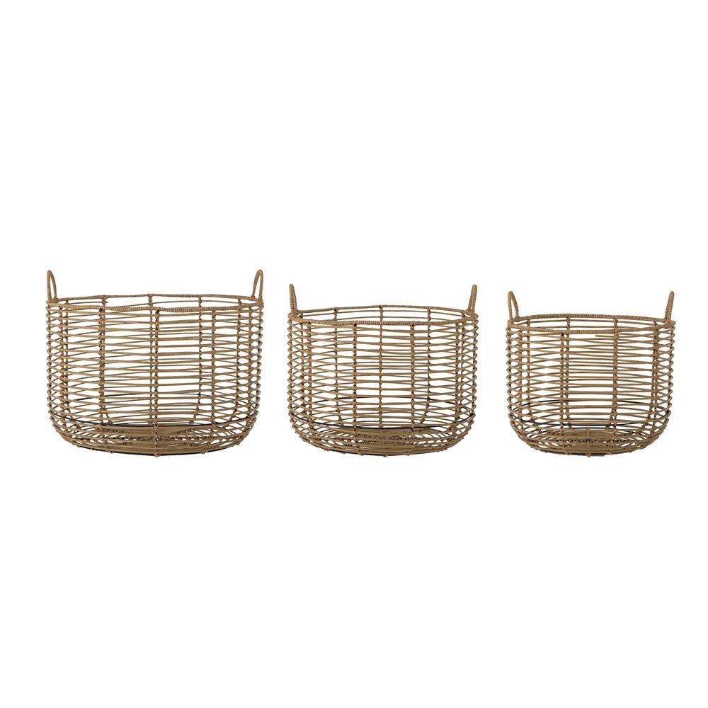 Bloomingville Dekokorb Mekkel Korb Natur Polyrattan, Bloomingville Mekkel Korb 3er Set Natur Polyrattan
