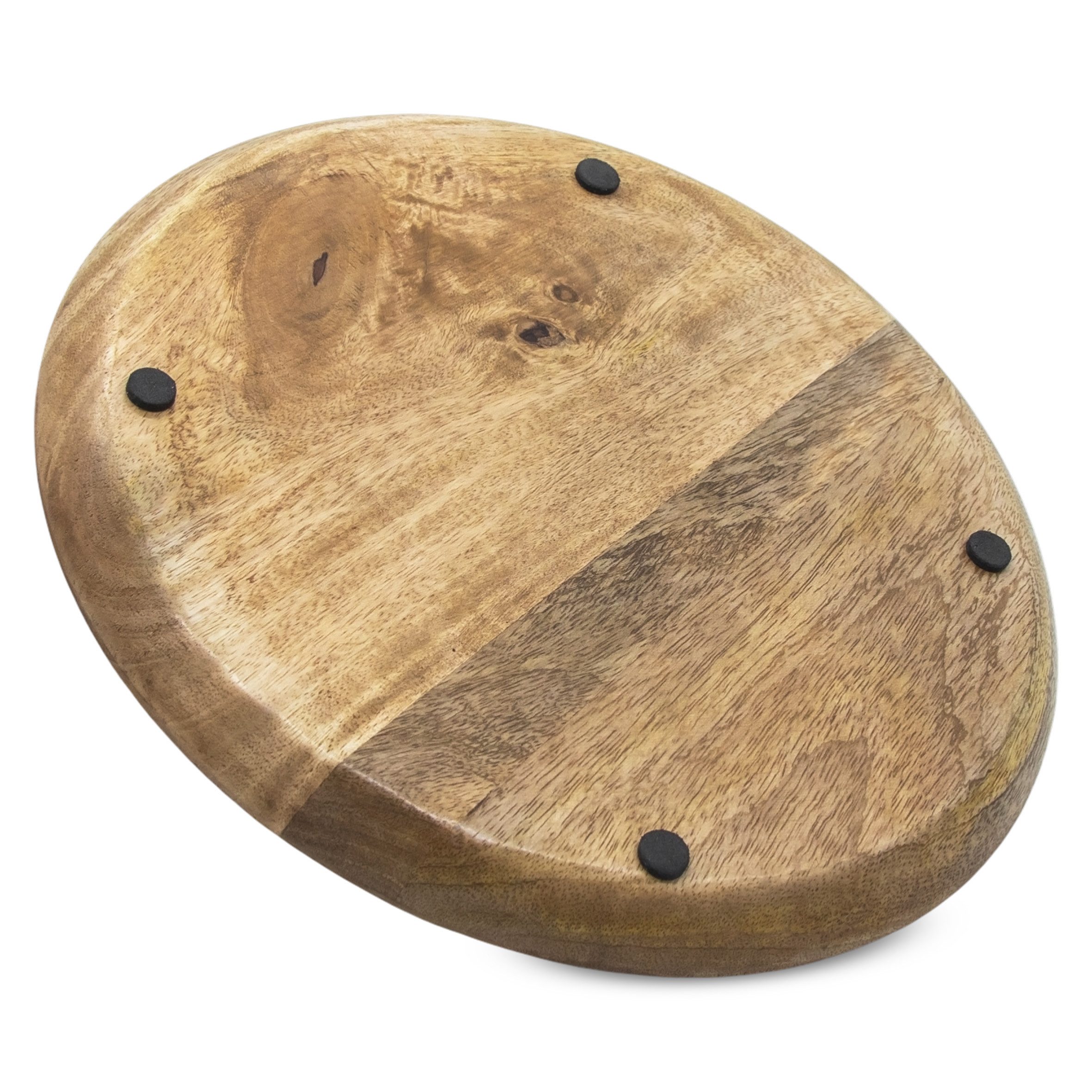Spetebo Tablett Stilvolles Deko Tablett, Mangoholz, (natur, 1-tlg., Ø 30 cm), Landhaus Holz Kerzenteller mit Rand