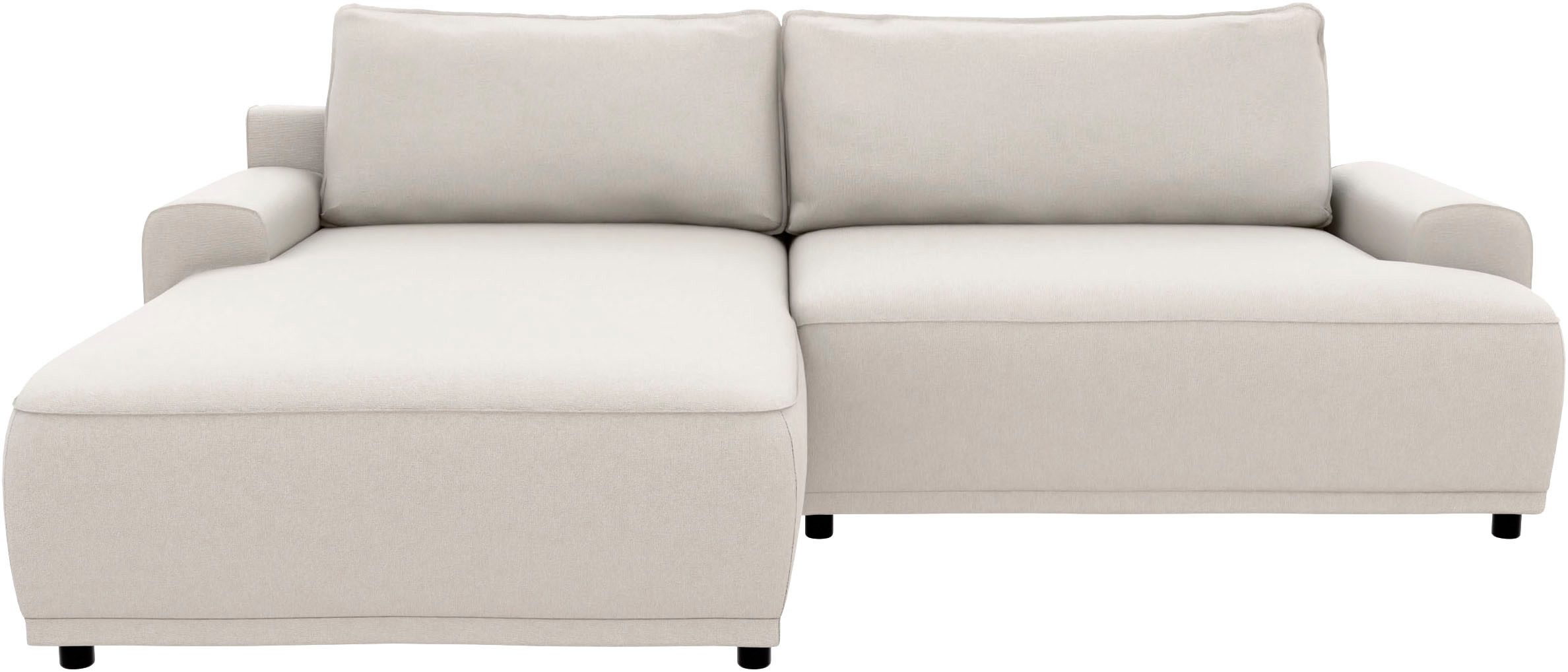 TRENDMANUFAKTUR Ecksofa Fordon, Schlafsofa mit Bettkasten, Couch in L-Form, Breite 250 cm, in Struktur LUMOS, 3D-Effekt, sandgrau, Recamiere links