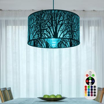 etc-shop LED Pendelleuchte, Leuchtmittel inklusive, Warmweiß, Farbwechsel, Pendel Decken Leuchte Fernbedienung Hänge Lampe Baum Muster