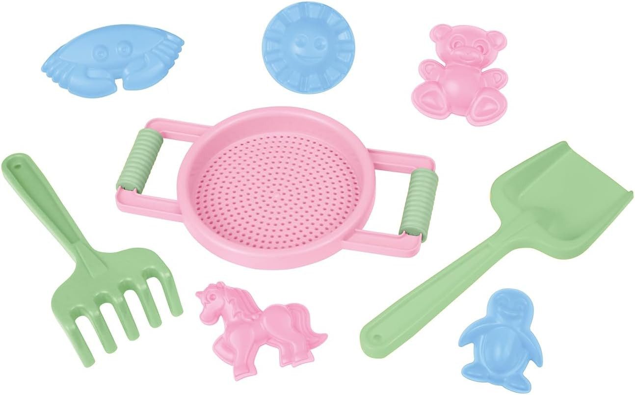 Lena® Spiel LENA Sandspielset 8-tlg. - Sieb, Schaufel, Rechen & Förmchen