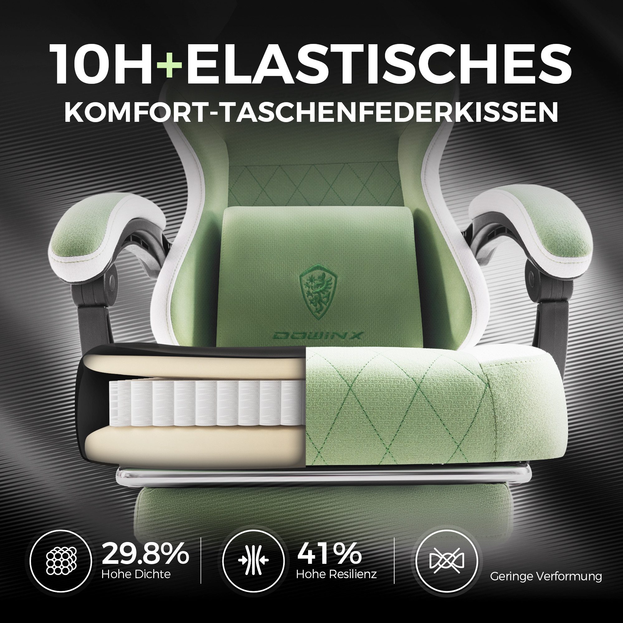 Dowinx Gaming-Stuhl Lendenwirbelstütze Bürostuhl mit Fußstütze für Erwachsene (Packung), Ergonomischer Gaming Sessel Groß und Hoch für Office Gaming 135KG
