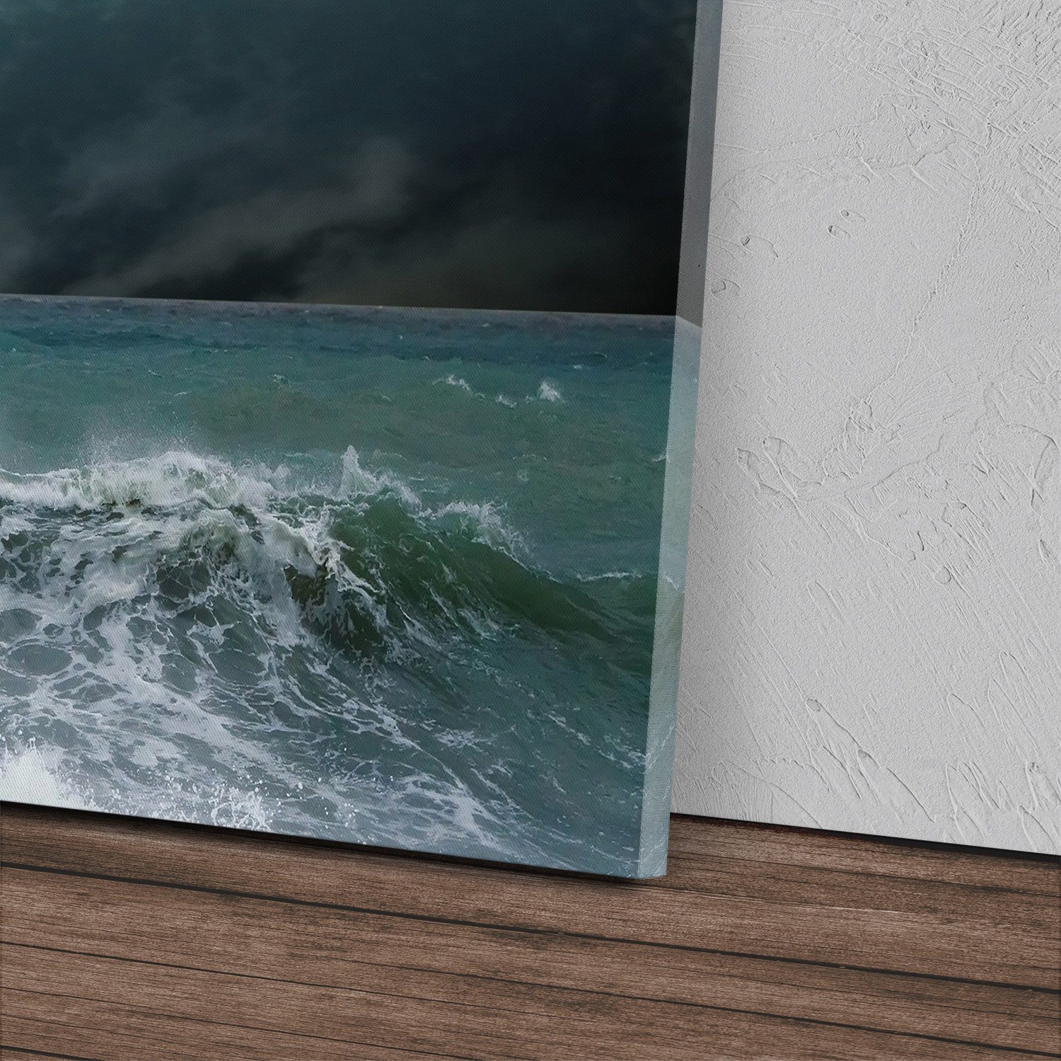 Sinus Art Leinwandbild Kunstdruck Bilder 120x60cm Stürmische See Meer Wellen dunkle Wolken, (1 St)