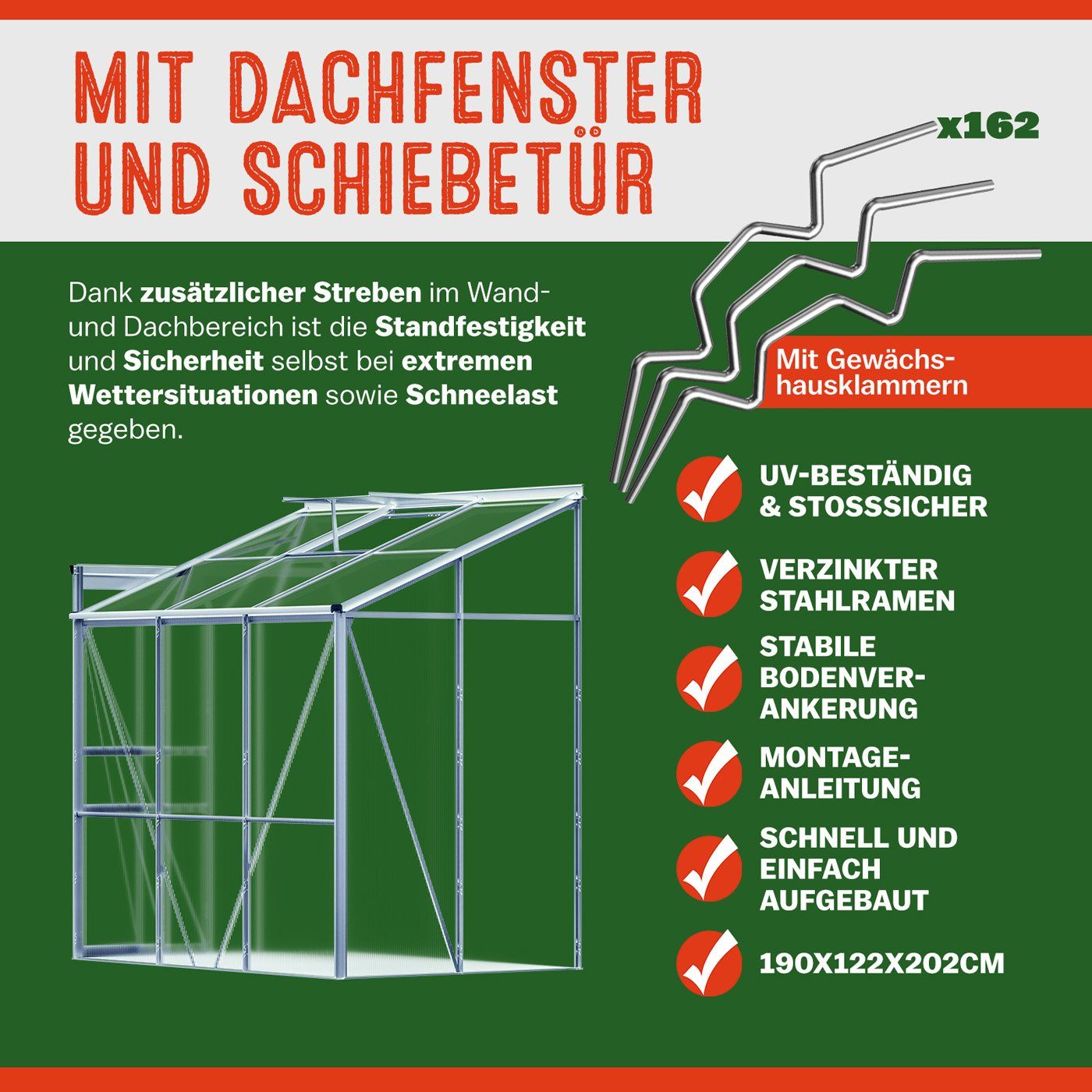 Gardebruk Gewächshaus, Beistell Alumini...
