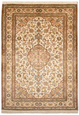 Teppich Kaschmir Seide Teppich handgeknüpft beige, morgenland, rechteckig, Höhe: 5 mm