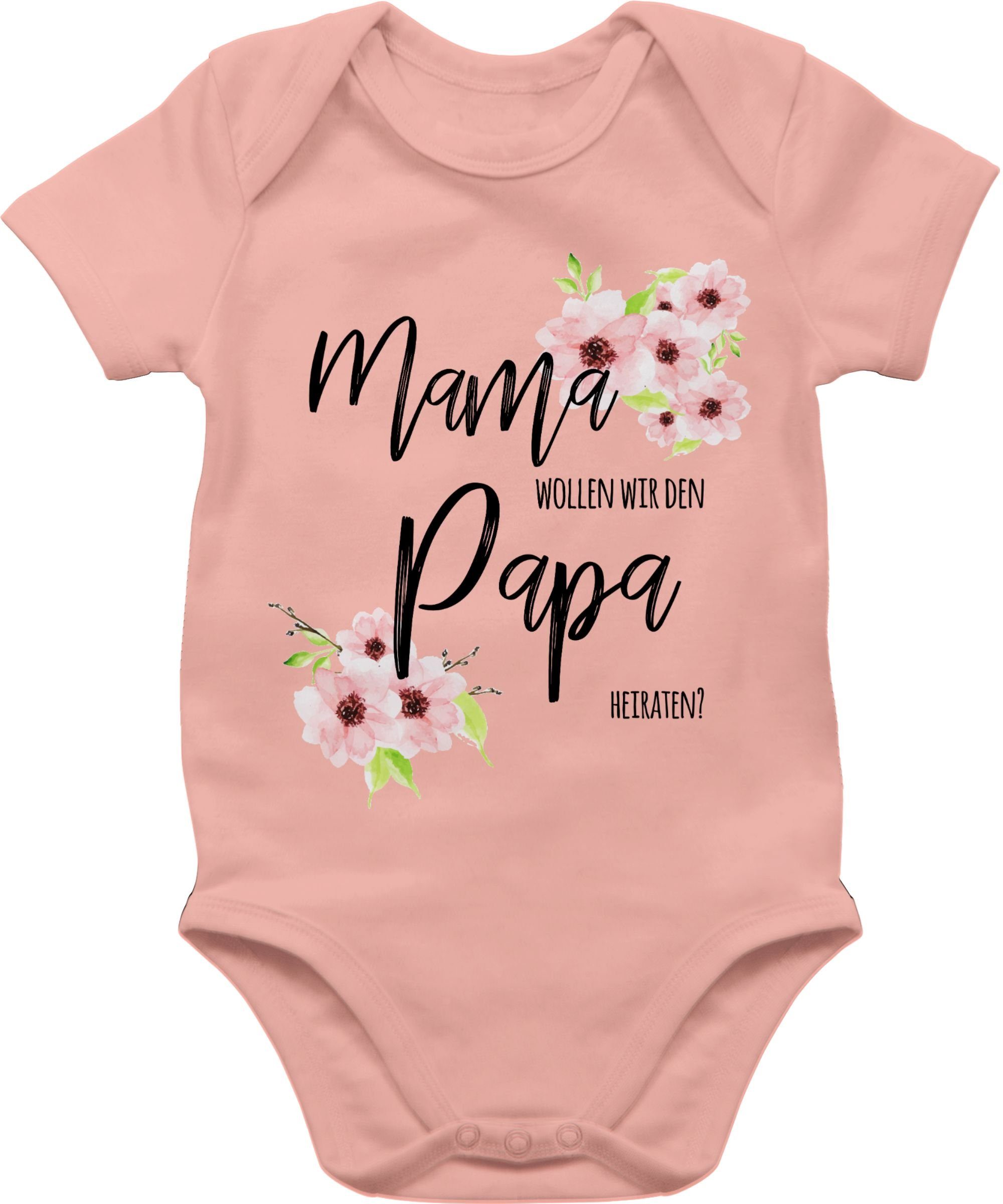 Shirtracer Shirtbody Mama wollen wir den Papa heiraten Blumen Event Geschenke Baby