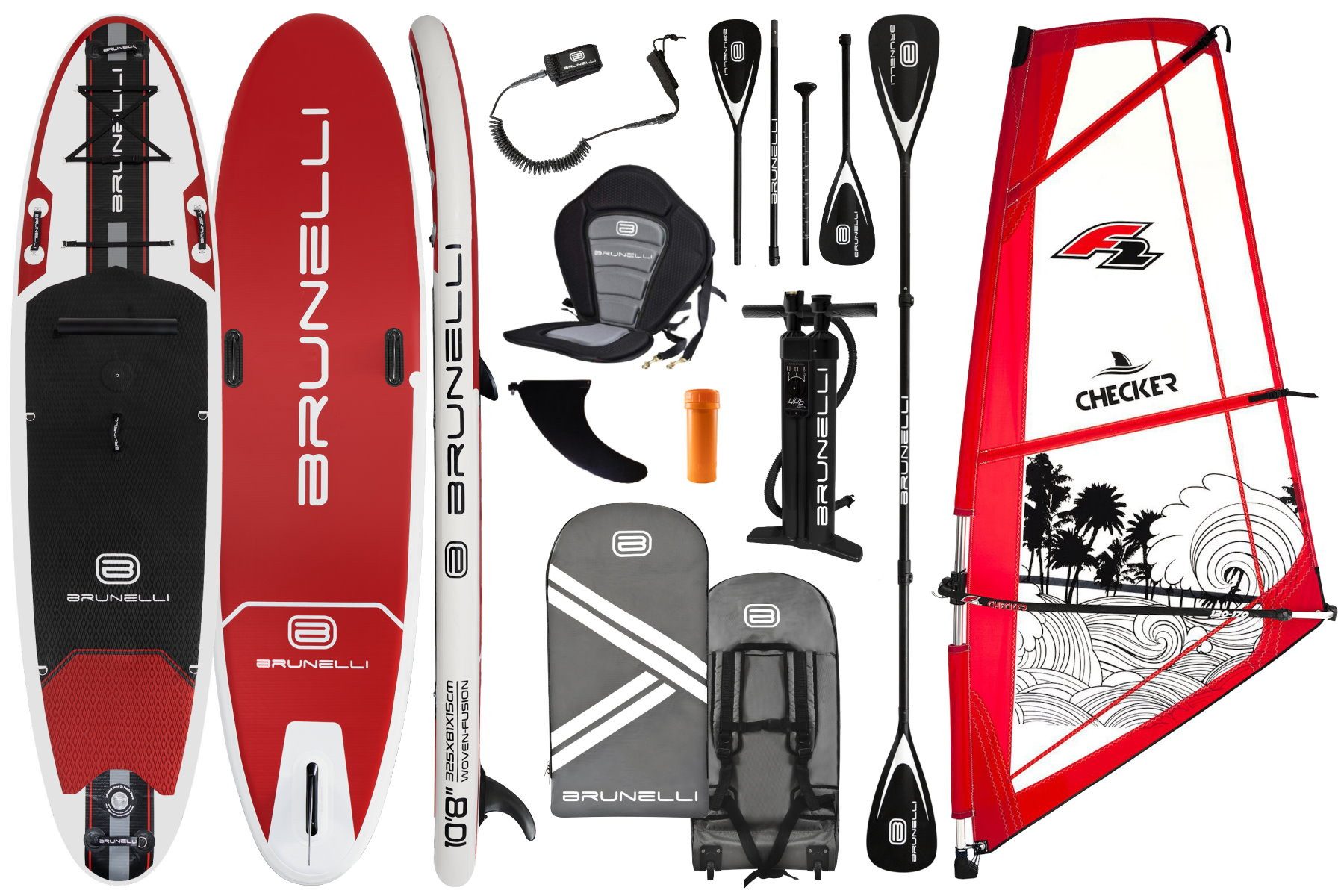 Brunelli SUP-Board BRUNELLI 10.8 Woven Windsurf Board Segel iSUP Stand Up Paddle Checker
