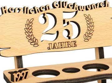 Brynnberg Schnapsglas Schnapsbank mit Gravur Jahreszahl & Lorbeerkranz, Deutsch 25 Holz