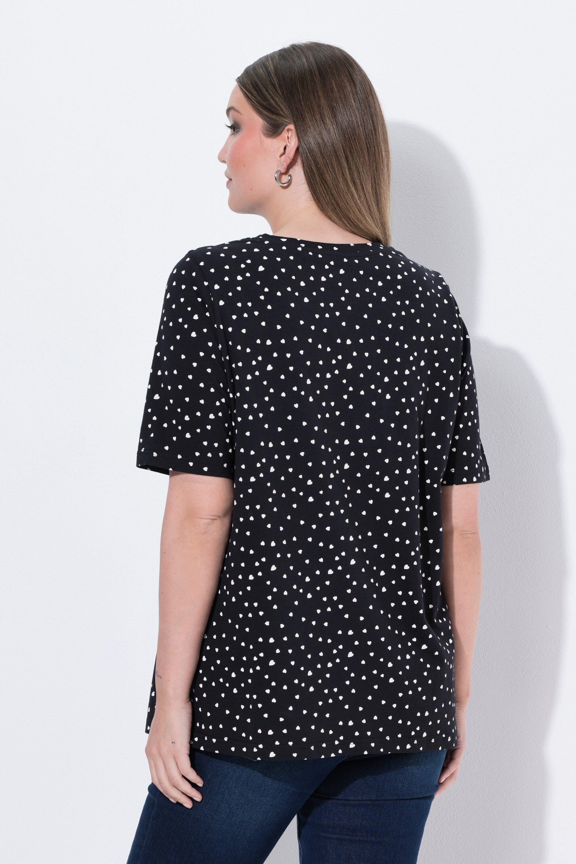 Ulla Popken T-Shirt T-Shirt Biesen A-Linie V-Ausschnitt Halbarm