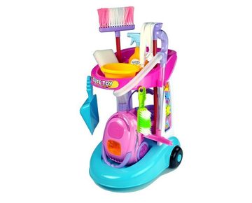 LEAN Toys Kinder-Küchenset Reinigungsset Spielzeugstaubsauger Zubehör Wagen Batteriebetrieben
