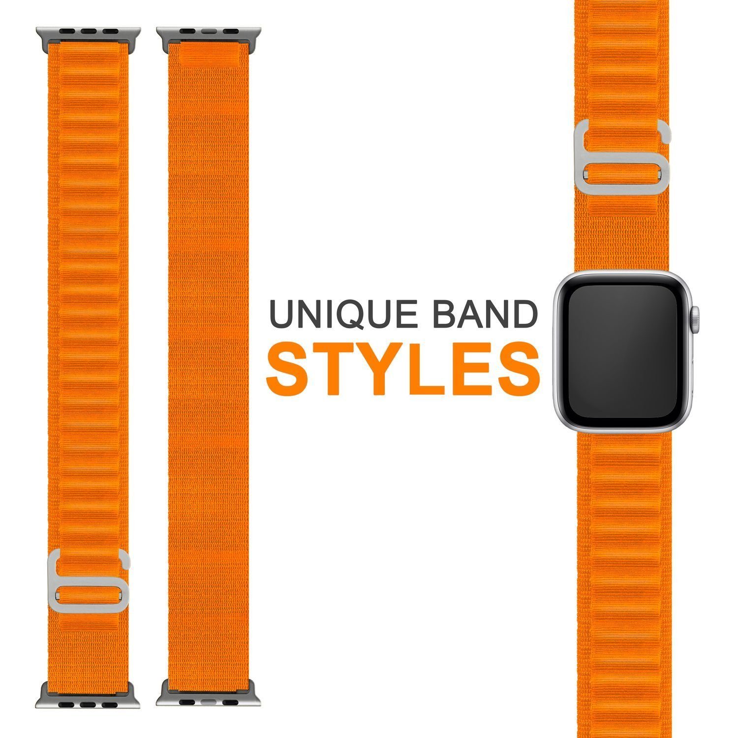 Nalia Smartwatch-Armband Apple Watch 38mm/40/41/42(Serie 10/11), Alpine Nylon Sport Uhr Ersatzband / Metallhaken / Outdoor / Wasserfest