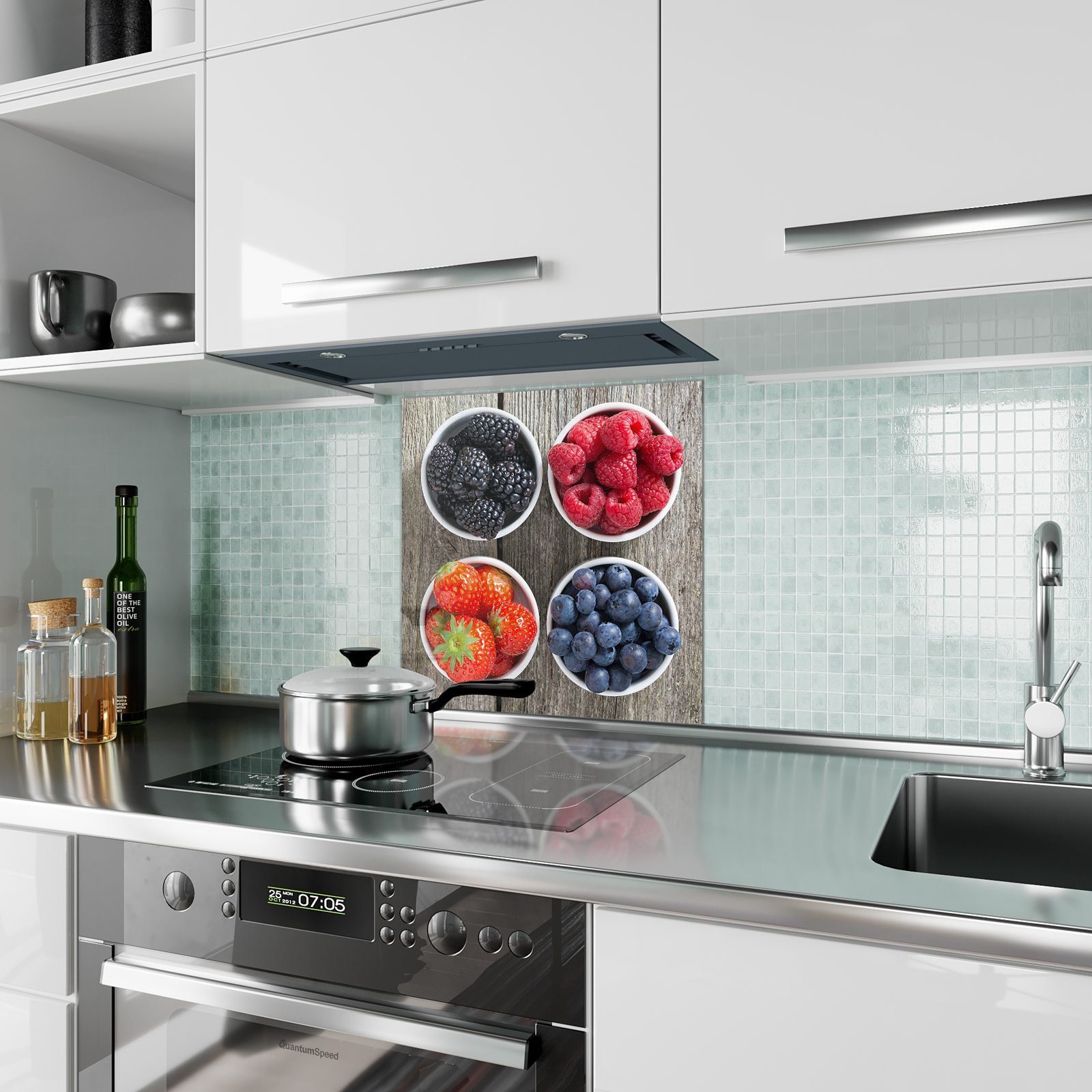 Beeren Primedeco in Motiv Glas Schale Küchenrückwand mit Spritzschutz Küchenrückwand Frische