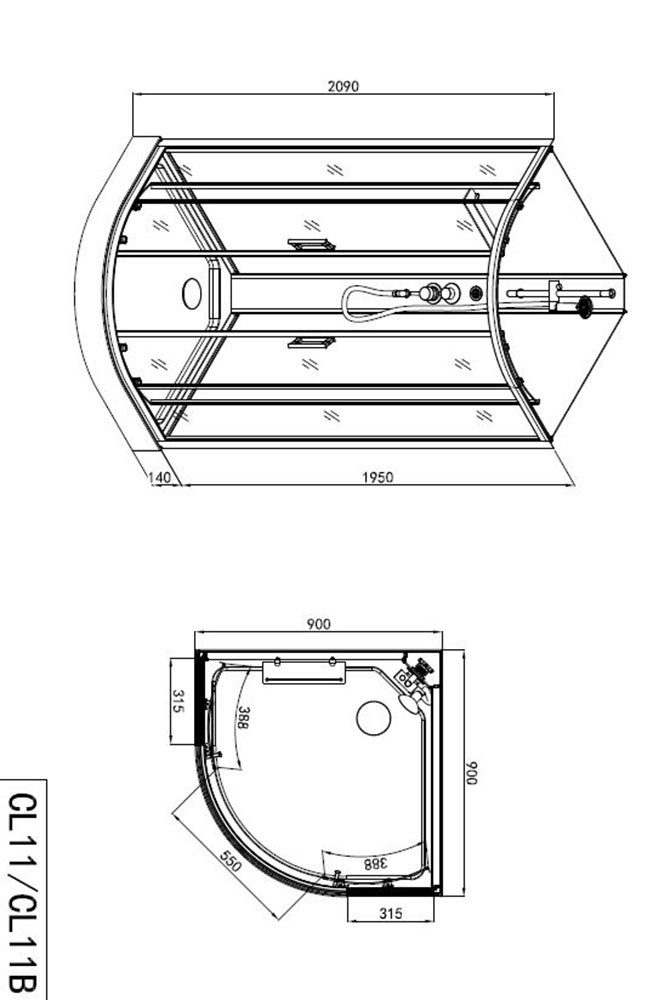 Sanotechnik Komplettdusche DALLAS, BxT: 90x90 cm, Einscheibensicherheitsglas