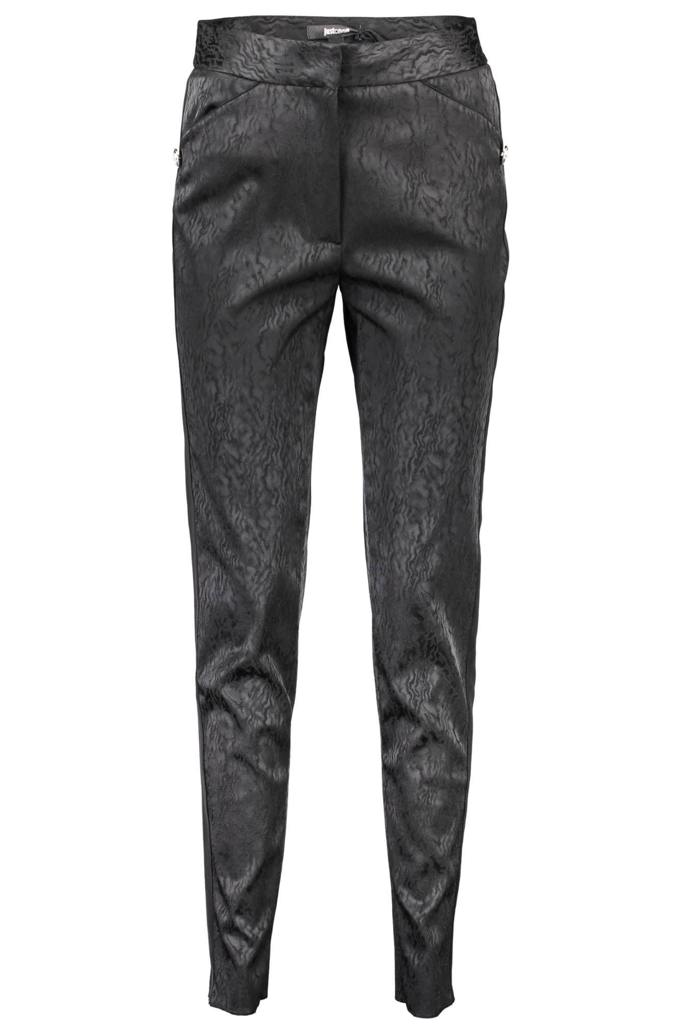 Just Cavalli 5-Pocket-Hose Elegante Damenhose in Schwarz mit Logo, Taschen und Reißverschluss