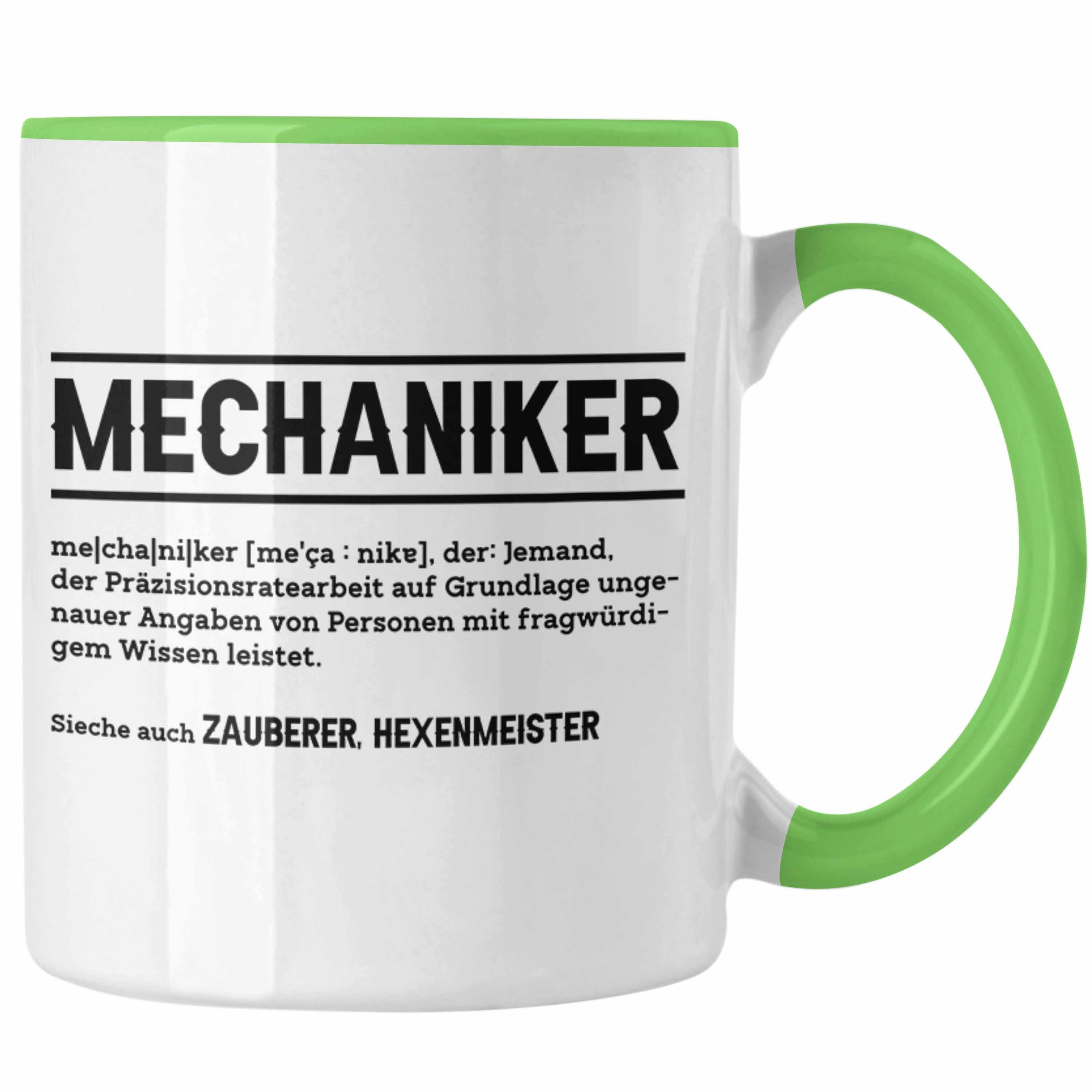 Trendation Tasse Lustige Tasse für Mechaniker - Geschenkidee für Auto- und Motorradfahr Grün