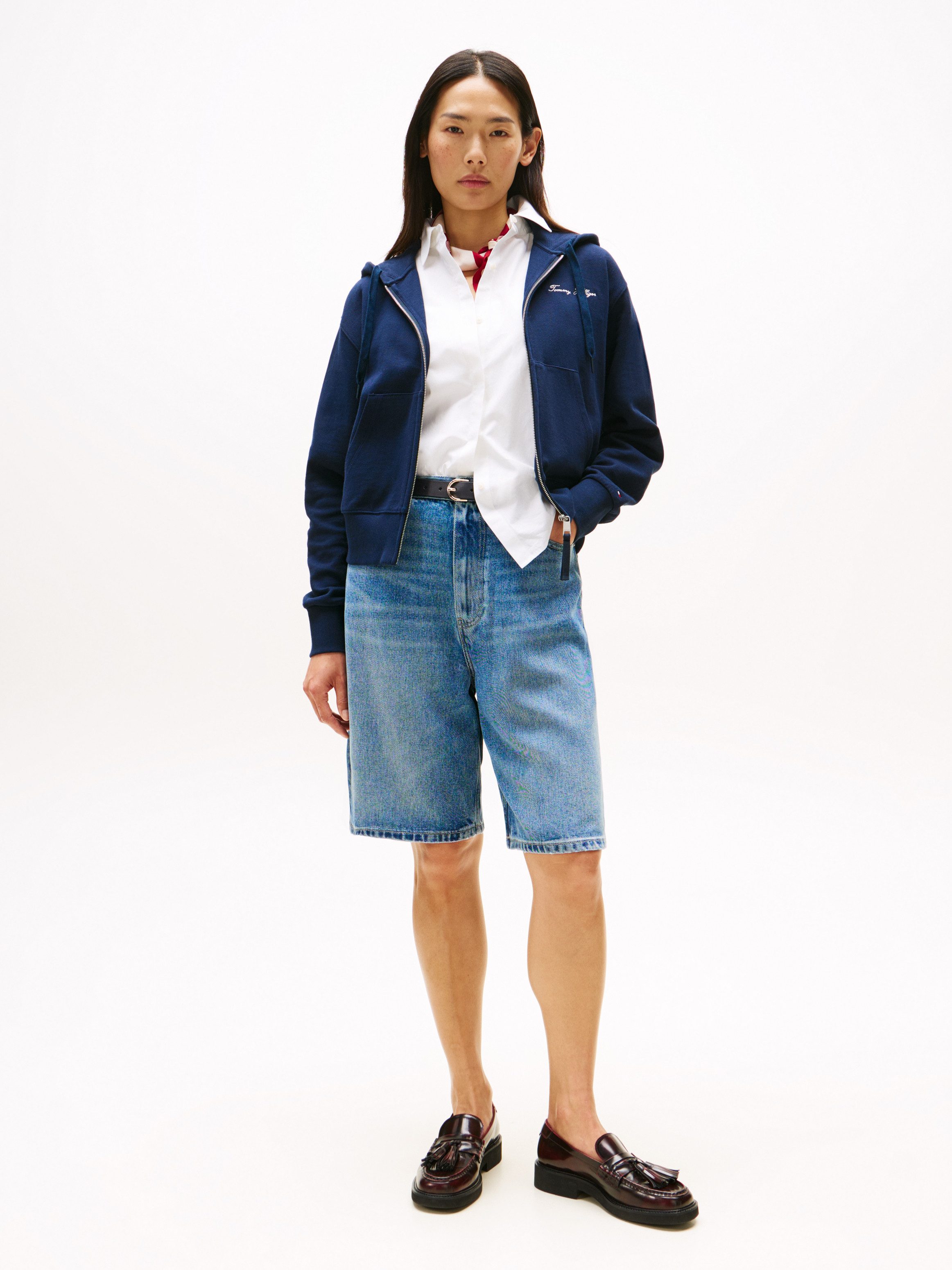 Tommy Hilfiger Sweatjacke SCRIPT REG PIQUE ZIP-UP HOODIE mit Tommy Hilfiger günstig online kaufen