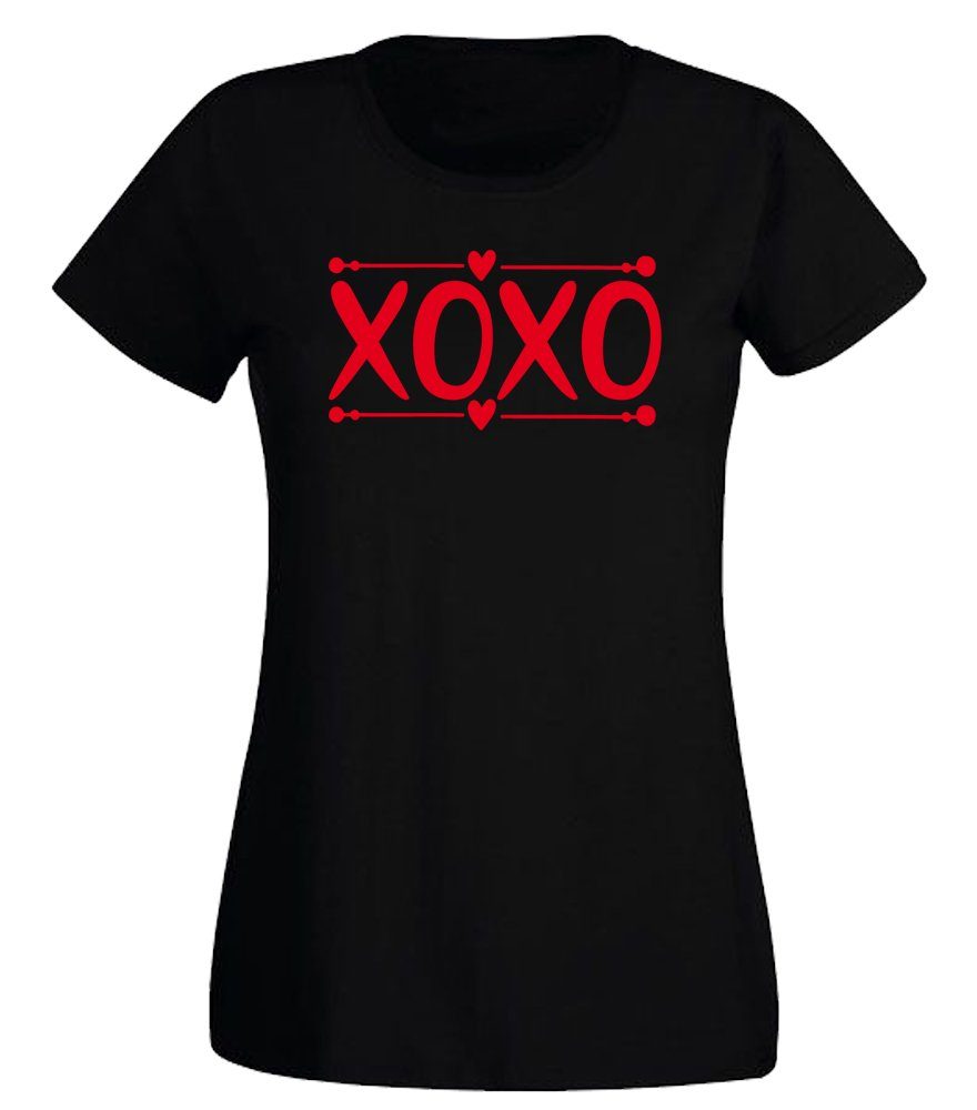 G-graphics Print-Shirt Damen T-Shirt - XOXO Slim-fit, mit Frontprint, mit Spruch / Statement, zum Valentinstag