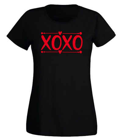 G-graphics Print-Shirt Damen T-Shirt - XOXO mit trendigem Frontprint, Slim-fit, Aufdruck auf der Vorderseite, Spruch/Sprüche/Print/Motiv, für jung & alt