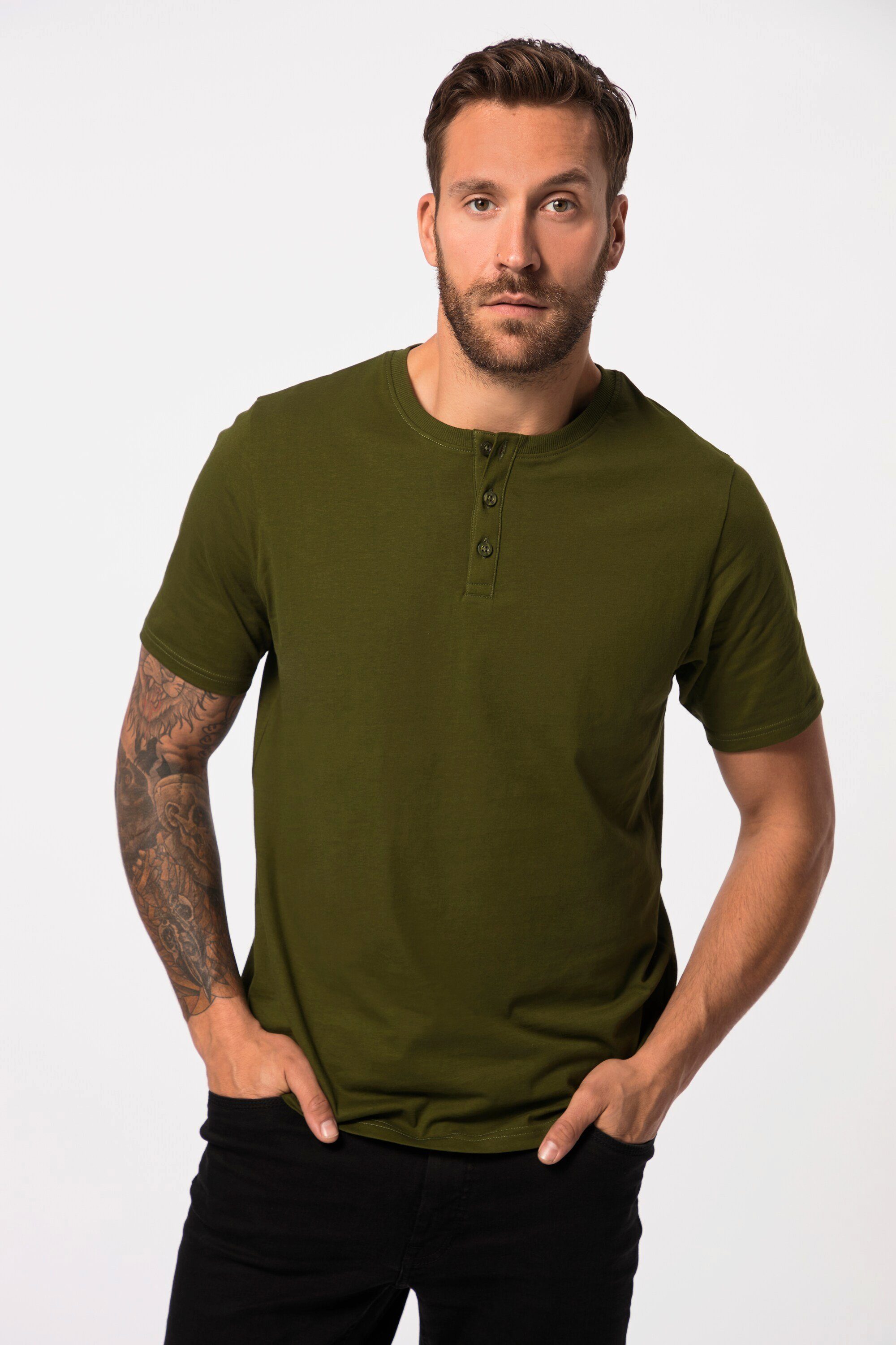 JP1880 T-Shirt JP1880 Henley Basic Knopfleiste Halbarm bis 7 XL günstig online kaufen