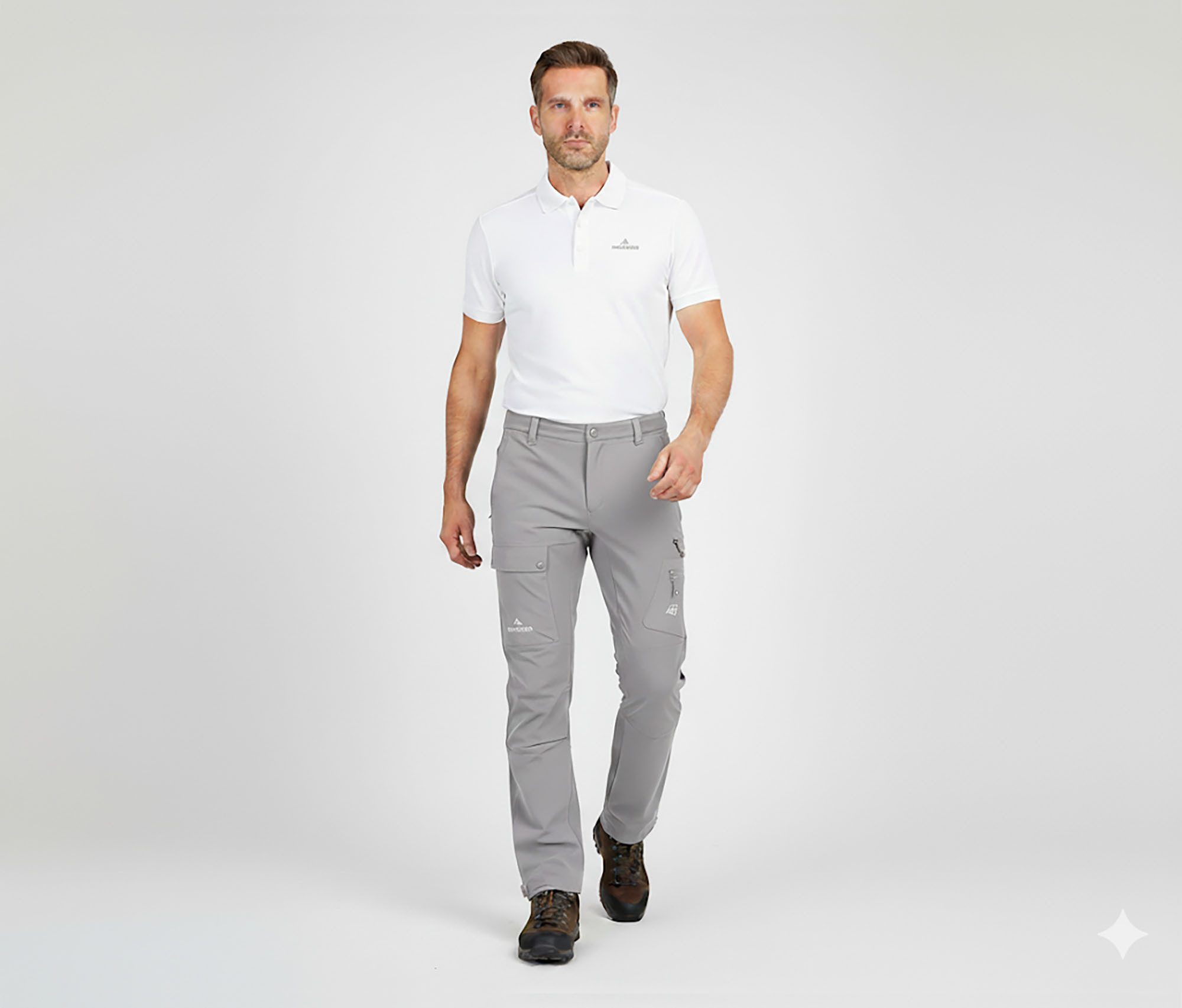 Bergson Outdoorhose BOGONG Herren Wanderhose, vielseitig, viele Taschen, Normalgrößen, hellgrau