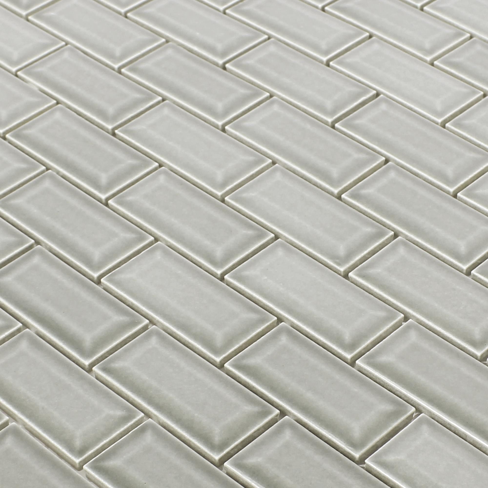 Mosafil Mosaikfliesen Mosaikfliesen Metro Keramik Picton Facette, Keramik 30.000x30.000, grau, Verlegefertig auf ein Netz geklebt - Frostsicher - Wasserfest