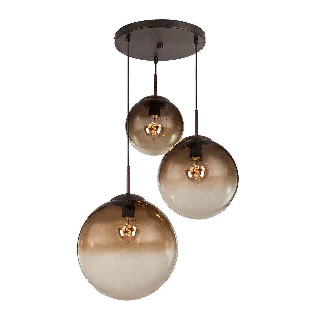 GLOBO LIGHTING LED-Hängeleuchte, Leuchtmittel inklusive, Warmweiß, Pendelleuchte Hängelampe Esstischlampe Glas 3x LED Glaskugel