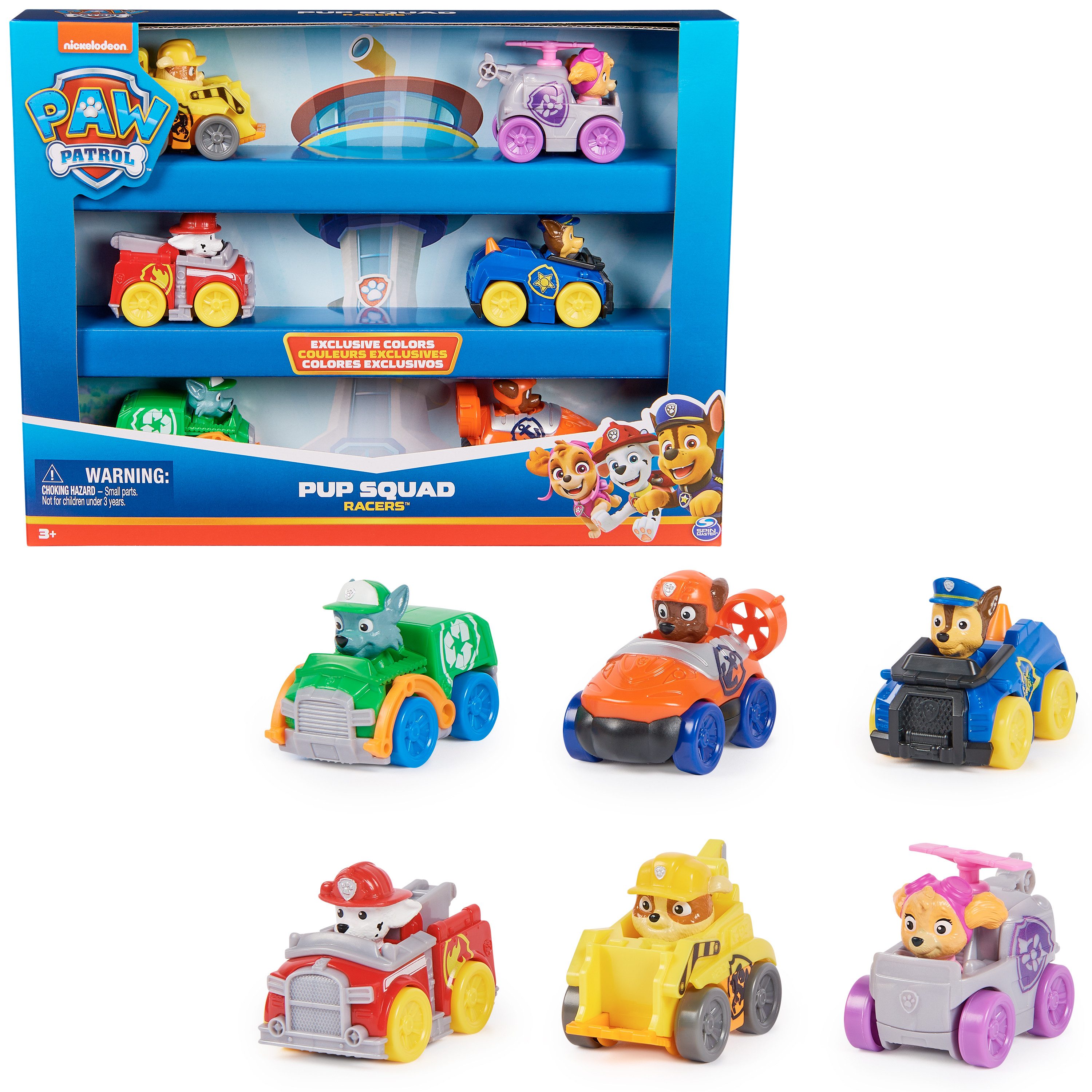 Spin Master Spielzeug-Auto PAW Patrol - Fahrzeug Set Pup Squad Racers, (Set, 6-tlg), im Hosentaschenformat