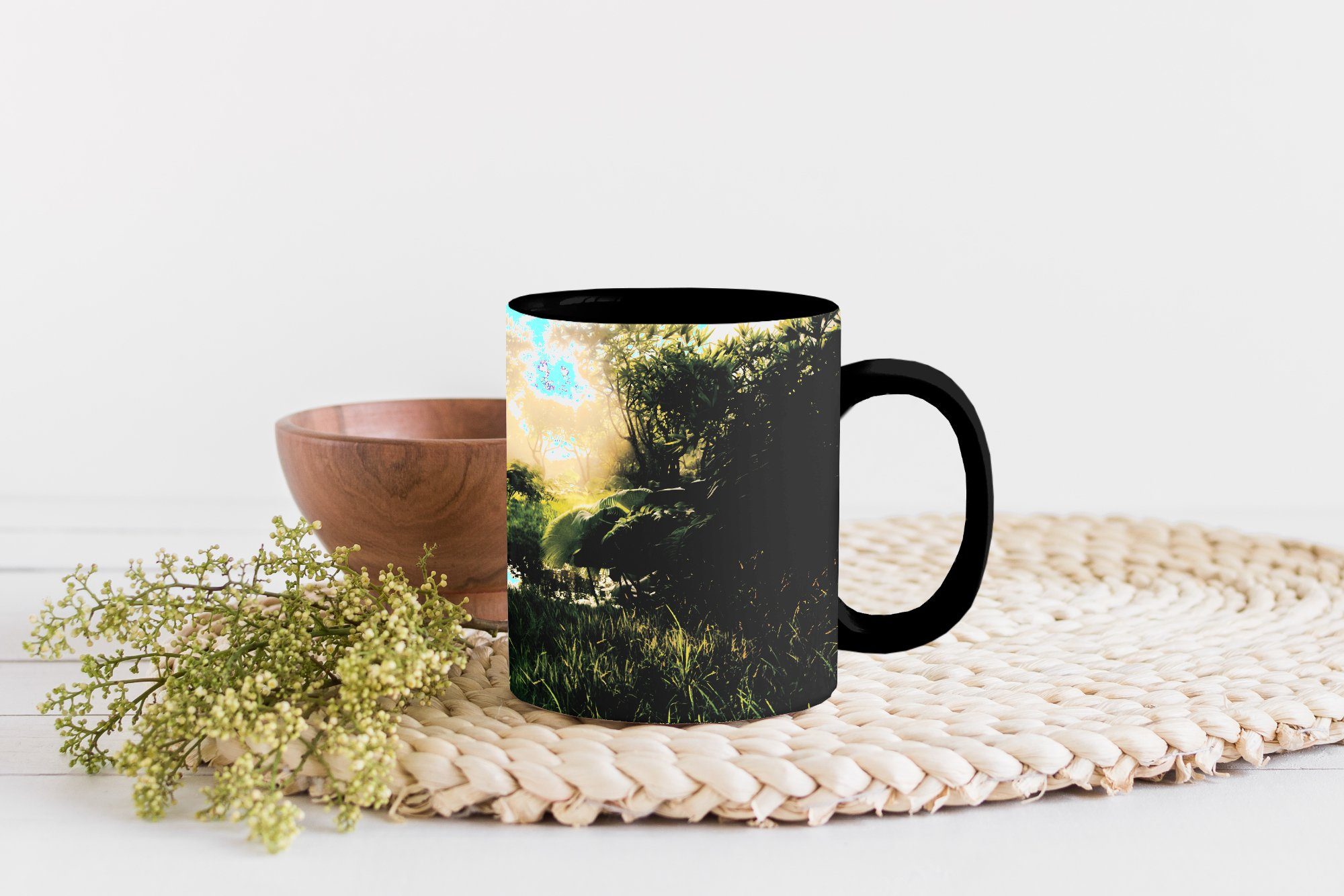 MuchoWow Tasse Keramik, - 3D Zaubertasse, Bäume, Wald Geschenk Kaffeetassen, Farbwechsel, Teetasse, 