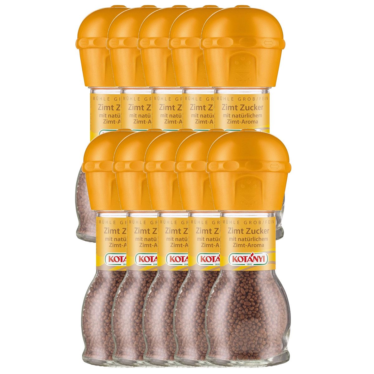 KOTANYI Gewürz, Kotanyi Zimt Zucker Mühle mit natürlichem Zimt Aroma 66g 10er Pack
