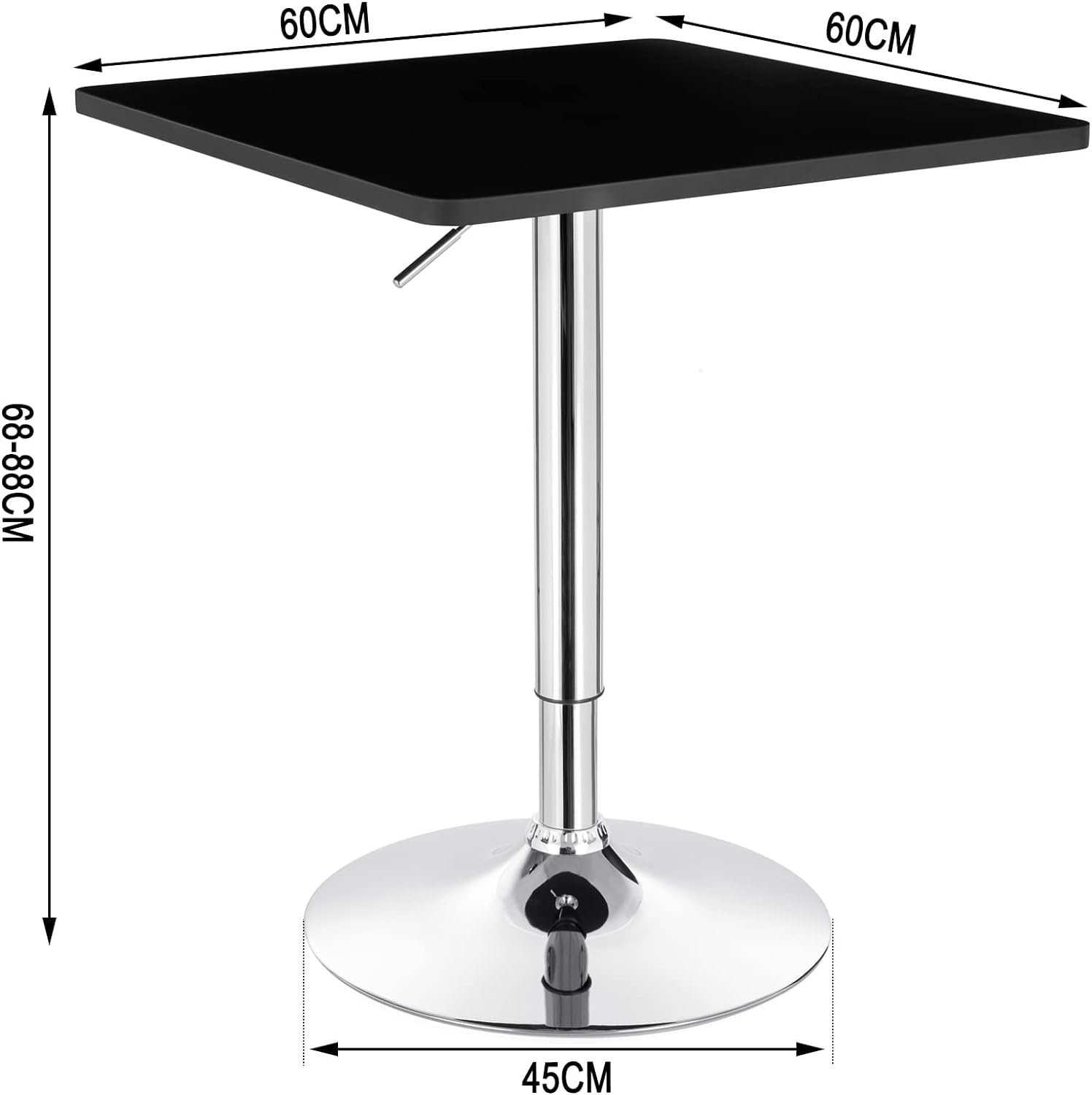 Woltu Bartisch, Bartisch höhenverstellbar in Schwarz Grau Metall & Holz &