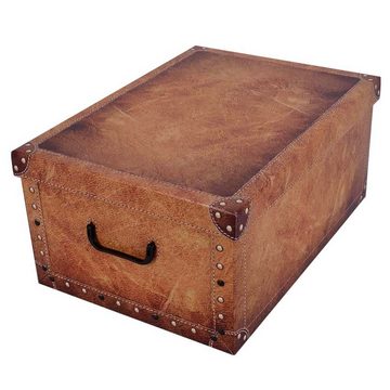 Kreher Aufbewahrungsbox 3 x Dekokarton - Motiv: Lederoptik Hellbraun, Dunkelbraun, Rotbraun