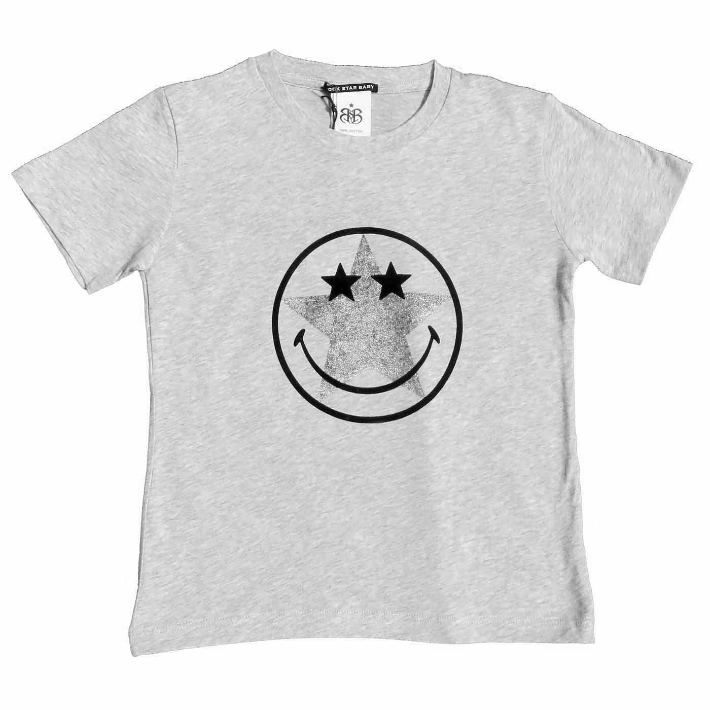 Rock STAR Baby T-Shirt Rock Star Baby T-Shirt „Smiley Star“ in Grau Melange (Baby)