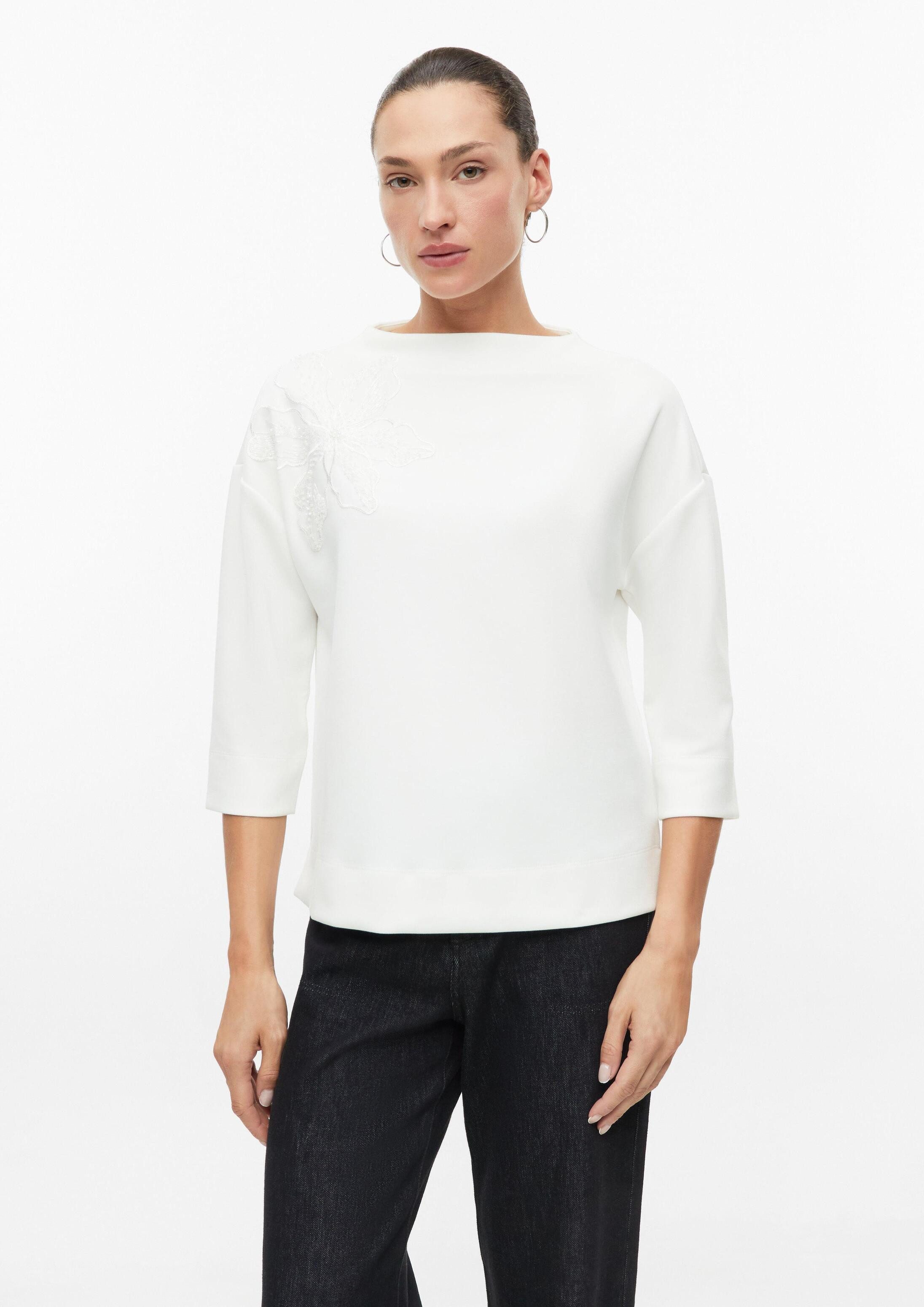 s.Oliver 3/4 Arm-Pullover Sweatshirt Sweatshirt im Relaxed Fit mit Applikation