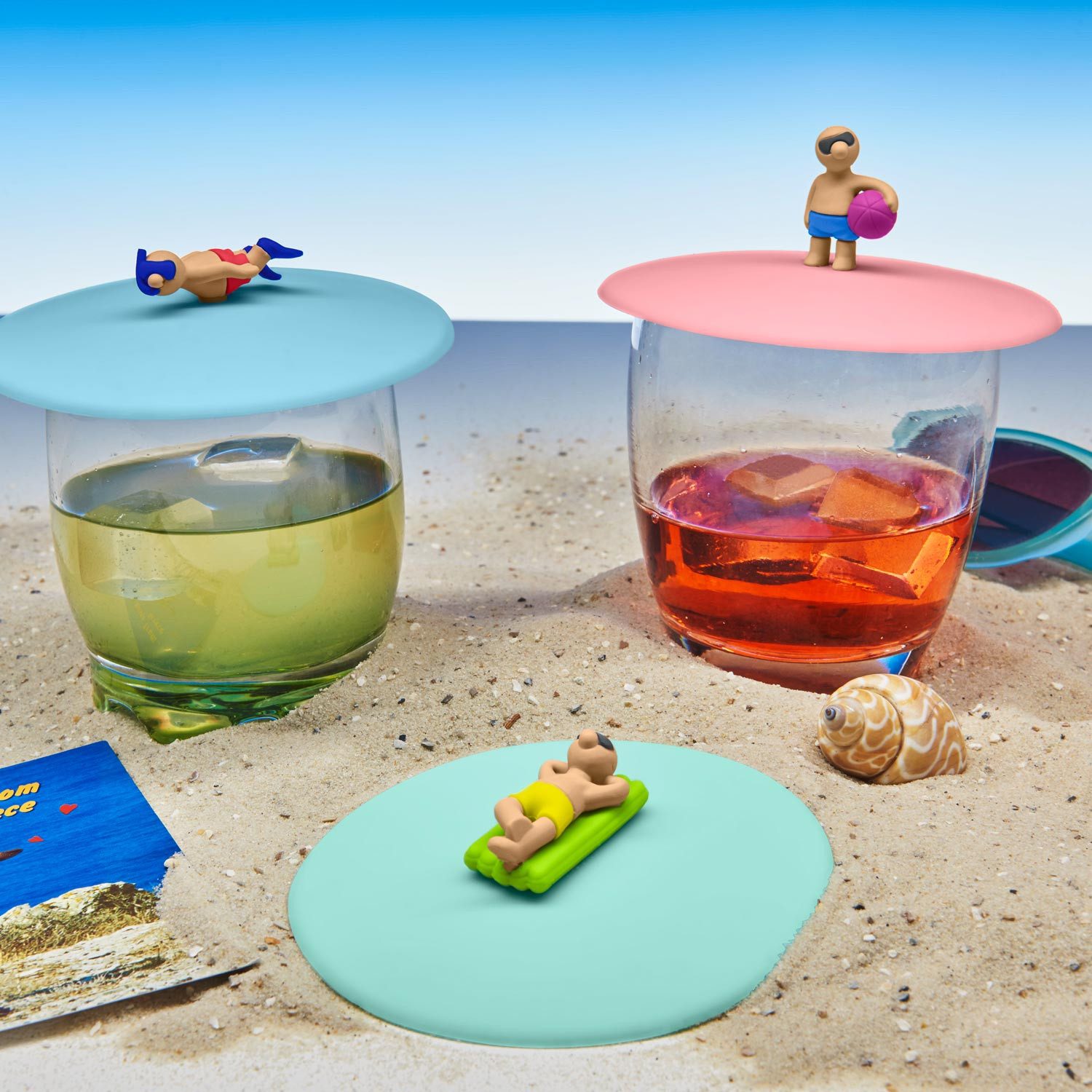 Lurch Glas Sommerdeckel Beach Boys 3er Set Glasabdeckung, Silikon