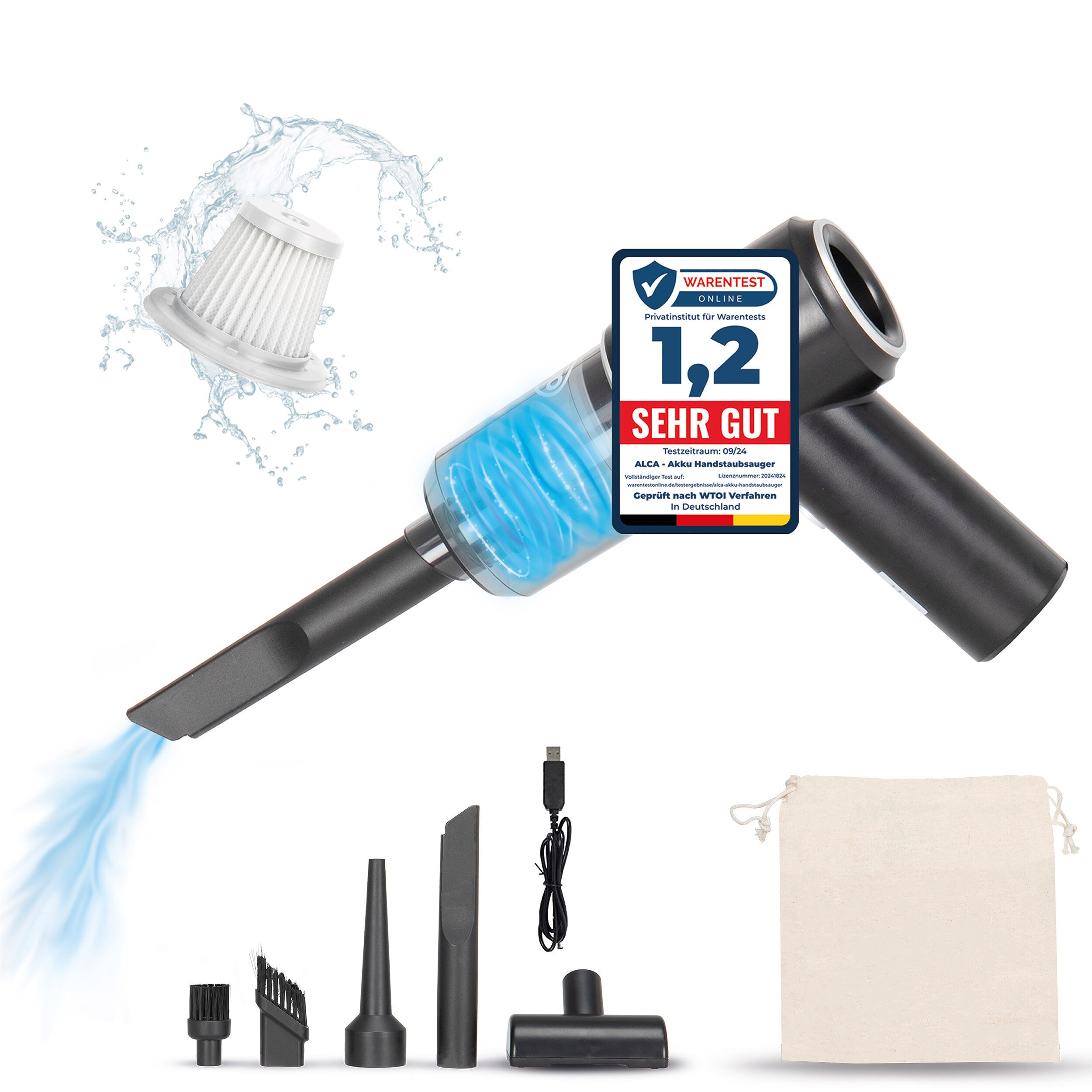alca Handstaubsauger Akku Handstaubsauger 50W Mini Staubsauger kabellos Gebläsefunktion, 50 W