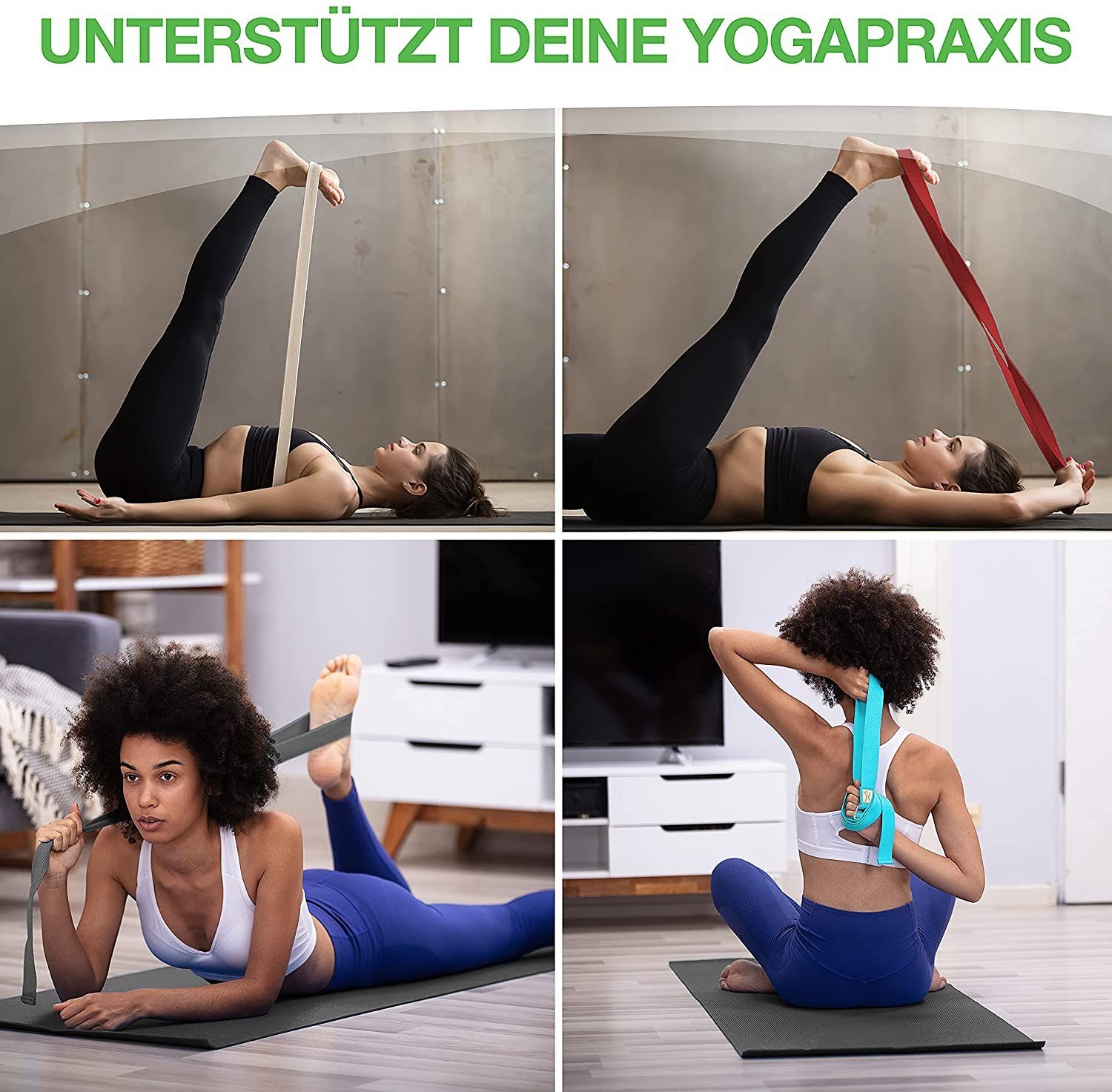 BACKLAxx® Yogagurt mit aus reißfest (Schiebeverschluss), Natur Verschluss besonders strapazierfähig und Metall