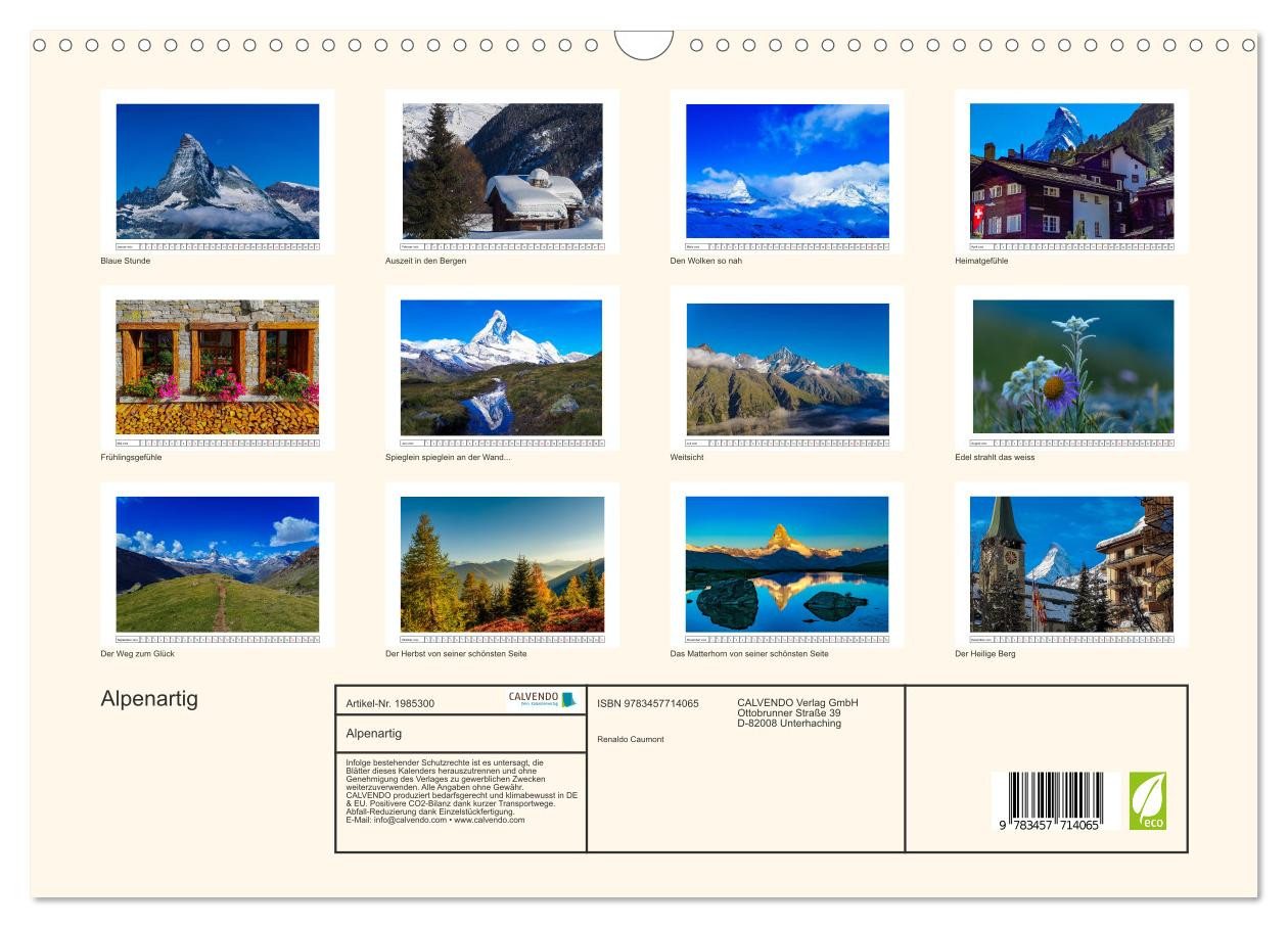 Thumbnail - CALVENDO Wandkalender Alpenartig (Wandkalender 2026 DIN A3 quer), CALVENDO Monatskalender