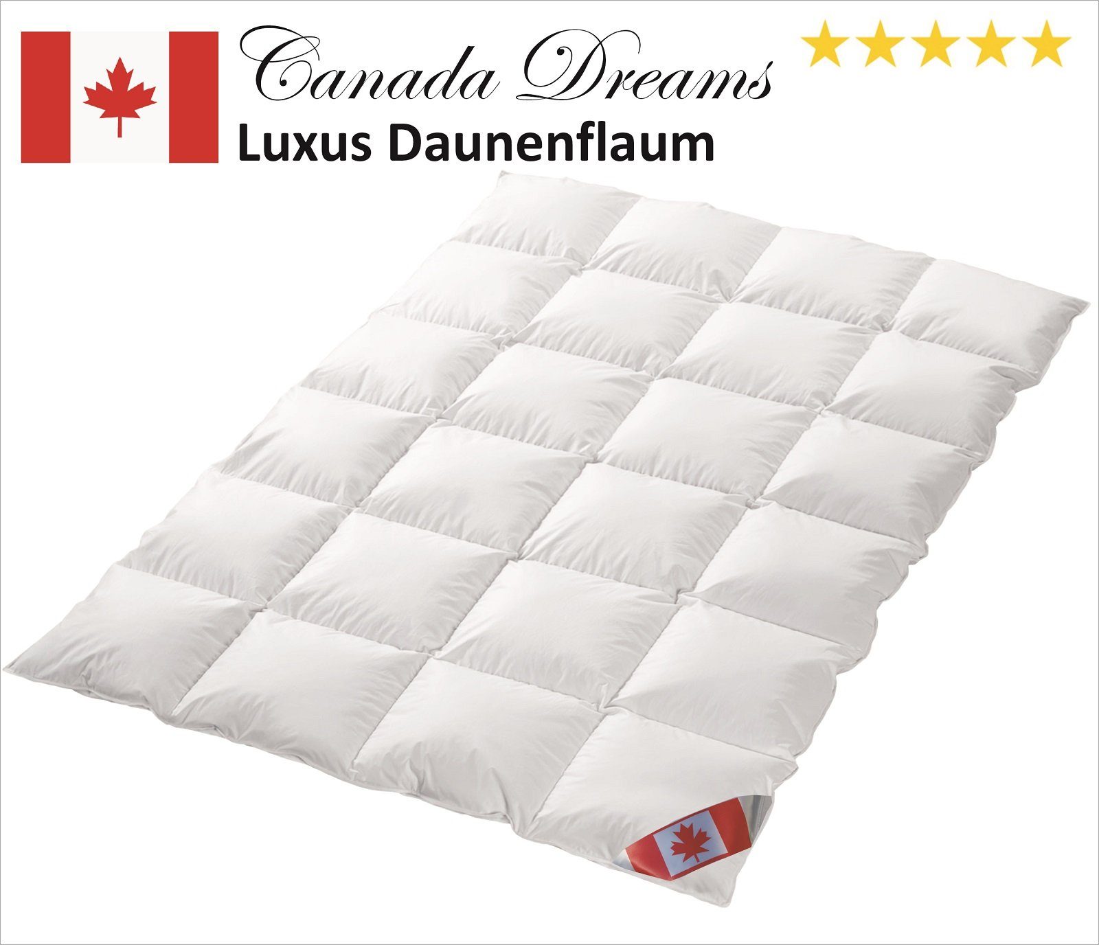 Canada Daunenbettdecke Canada Dreams Luxus Winter Daunendecke PLUS Wärmegrad 4, Füllung: canadische Daunen, Federchen Klasse 1, Bezug: 100% Baumwolle, Wärmeklasse 4