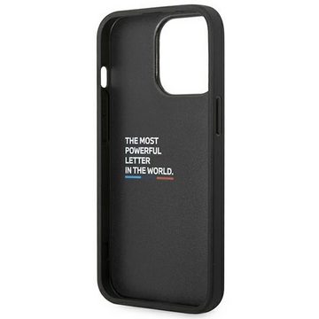 BMW Smartphone-Hülle BMW Silikon Metal Logo Apple iPhone 14 Pro Max Hardcase Leather Carbon